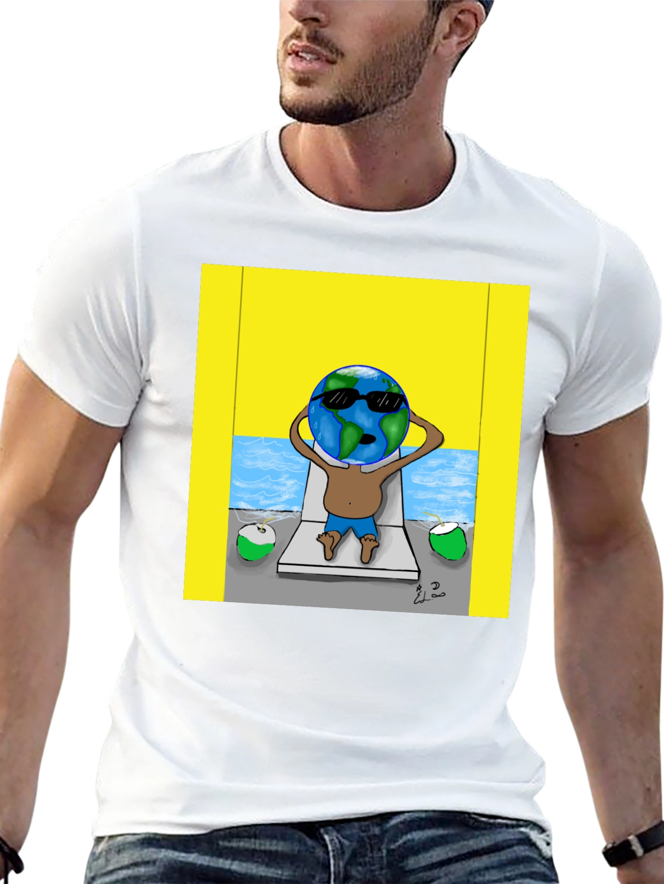 Black Earth Globe Beach T-Shirt view 13
