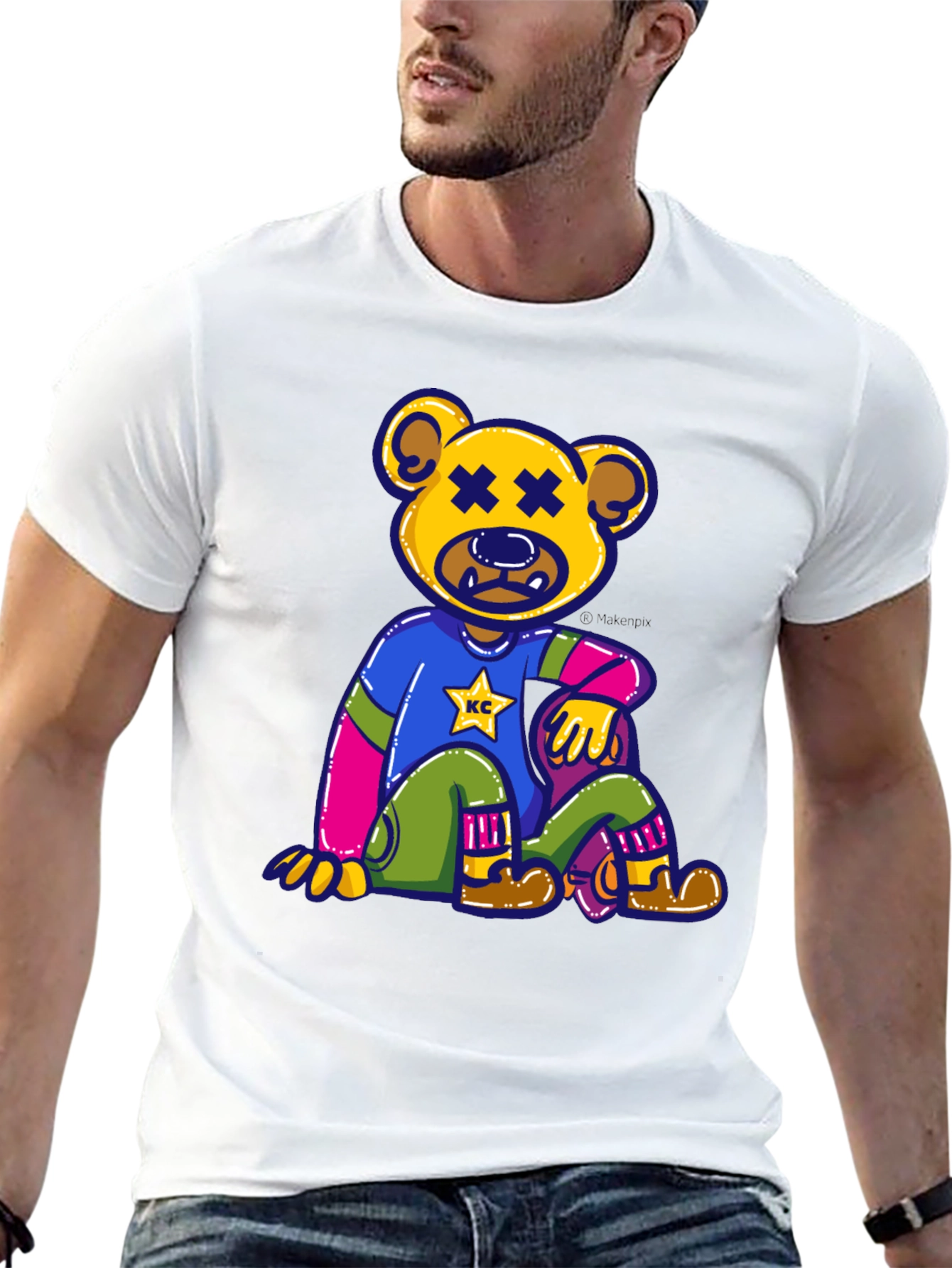 Black Novelty Bear Graphic Tee - Comfortable Cotton Blend view 13