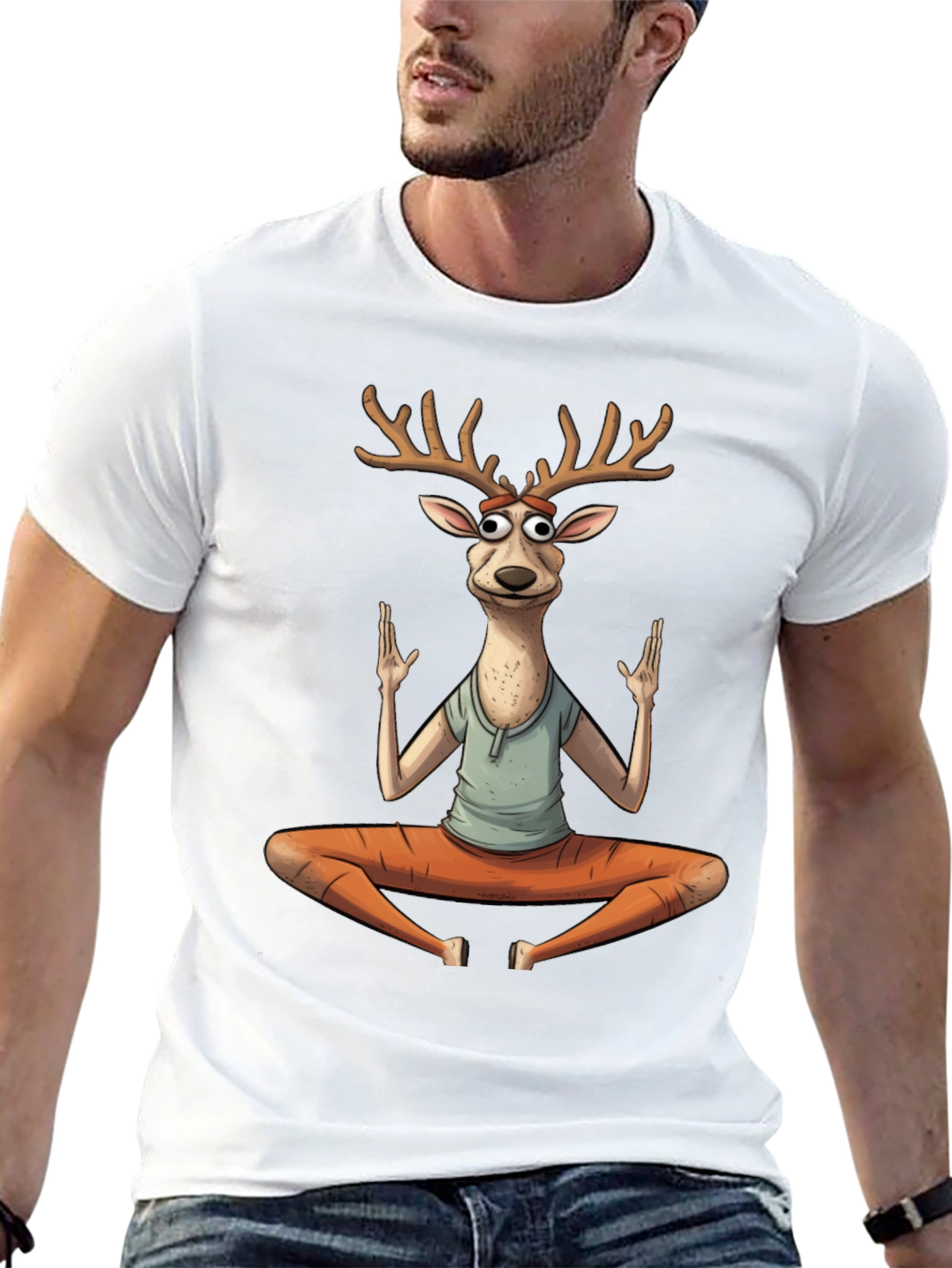 Black Yoga Deer Graphic T-Shirt view 13