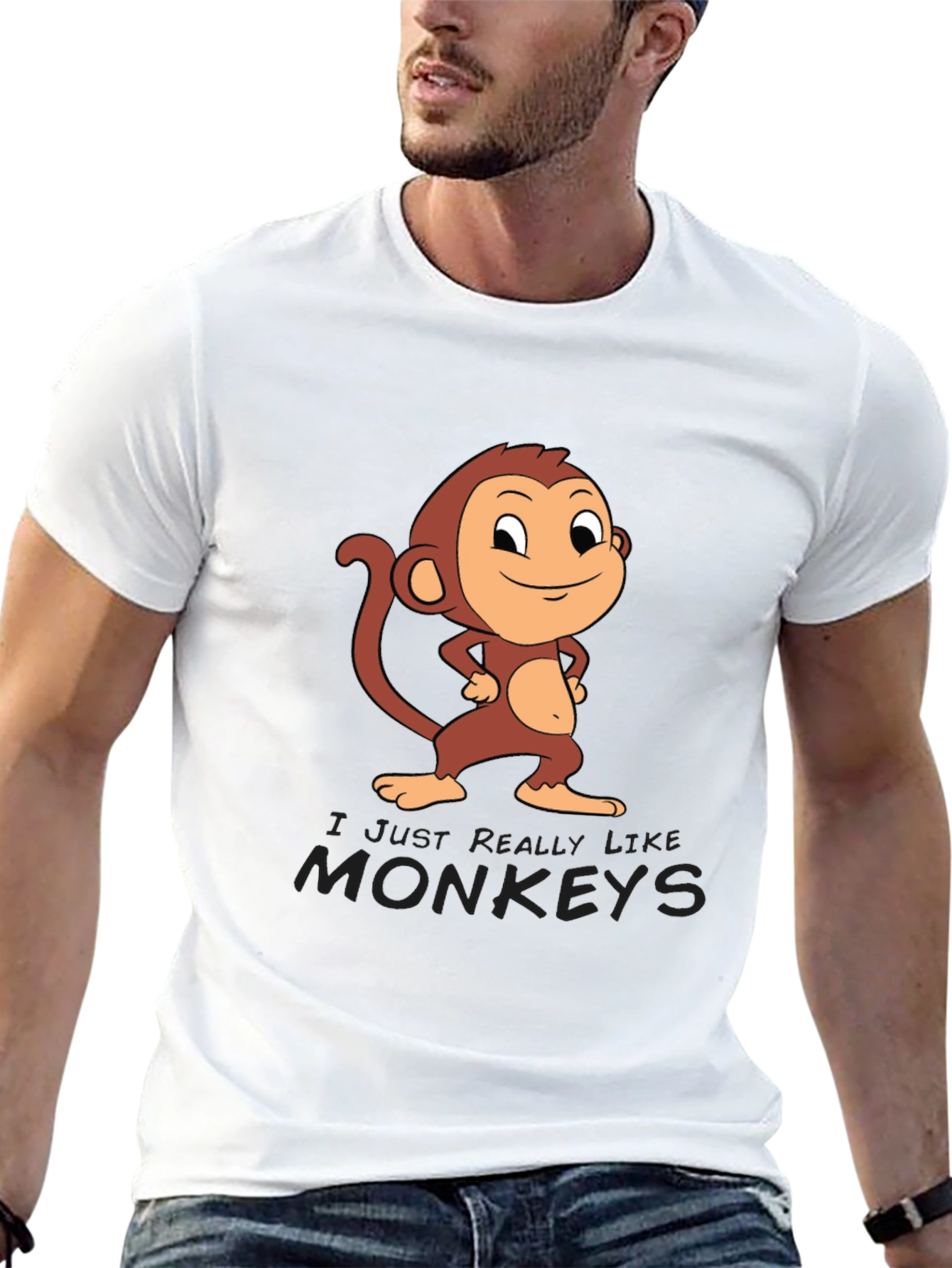 Black Monkey Cartoon Graphic Black Tee view 13