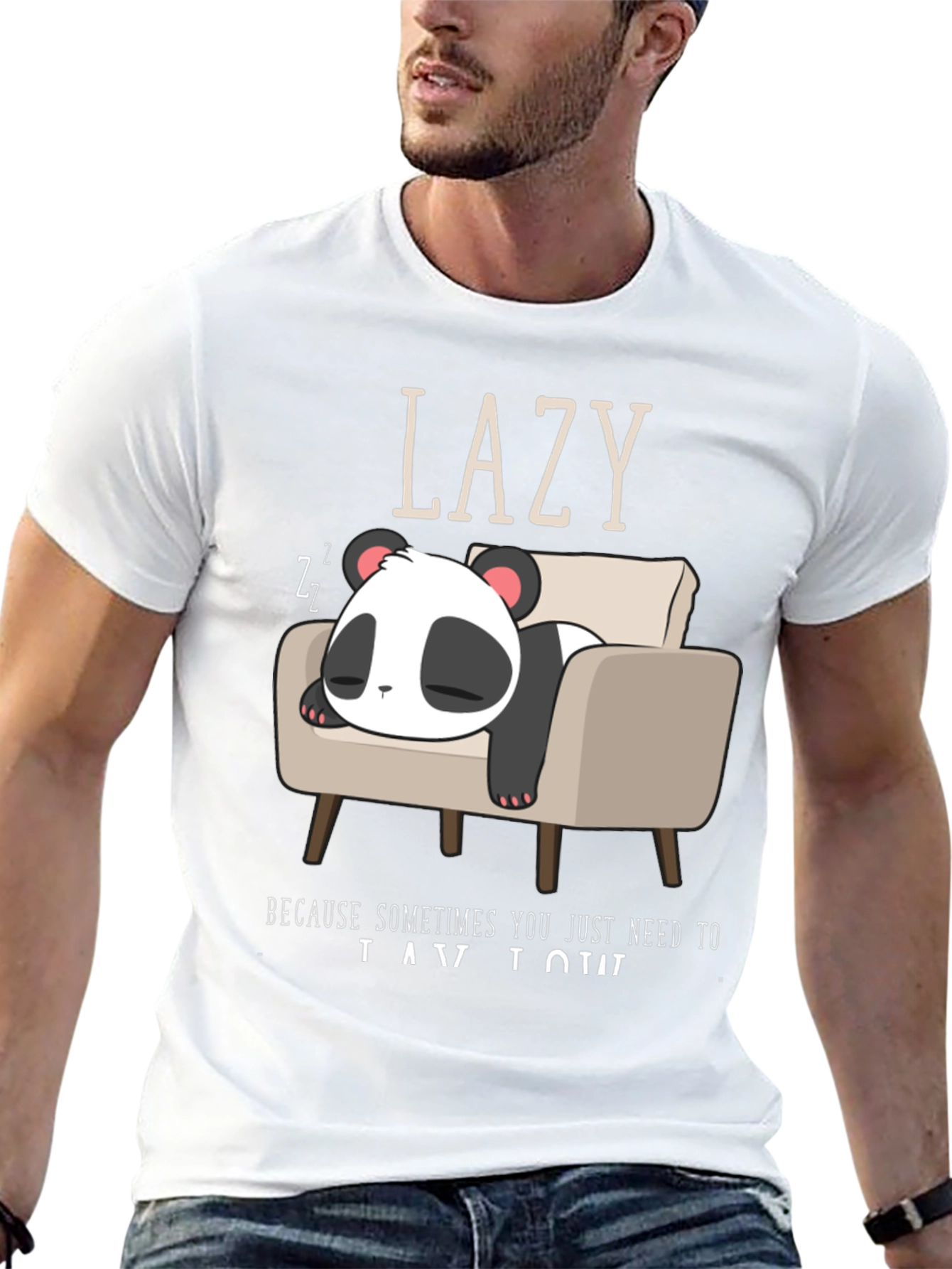 Black Lazy Panda Graphic Tee - Relaxed Fit, Soft Cotton view 13