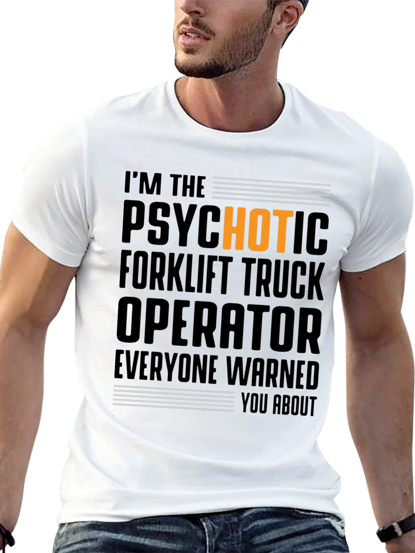Black Psychotic Forklift Truck Operator Graphic T-Shirt view 13