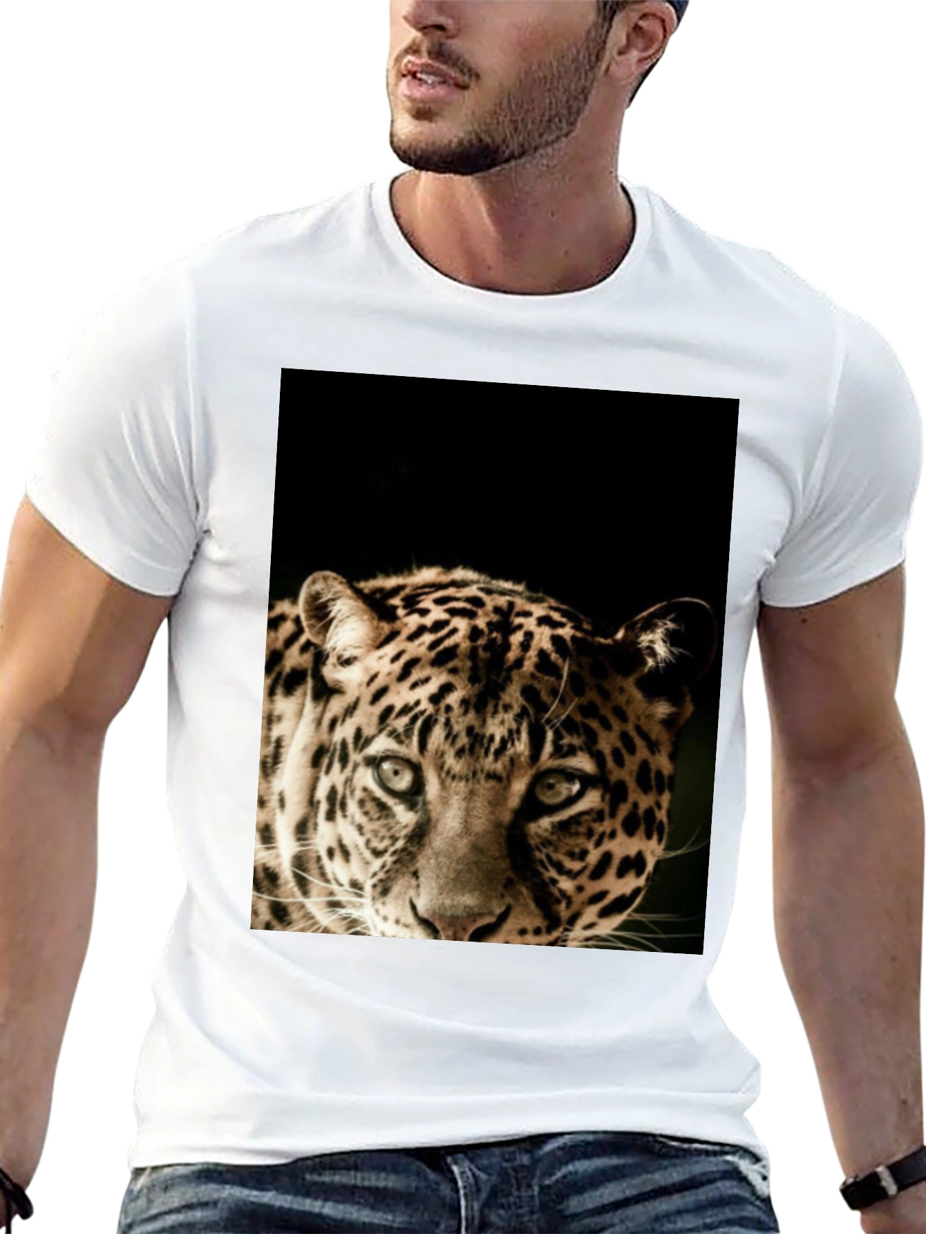 Black Leopard Graphic Print Black T-Shirt view 13