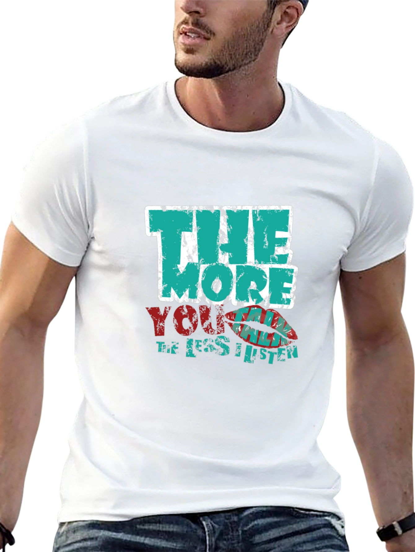 Black Humorous Graphic T-Shirt - "The More You Listen" view 13