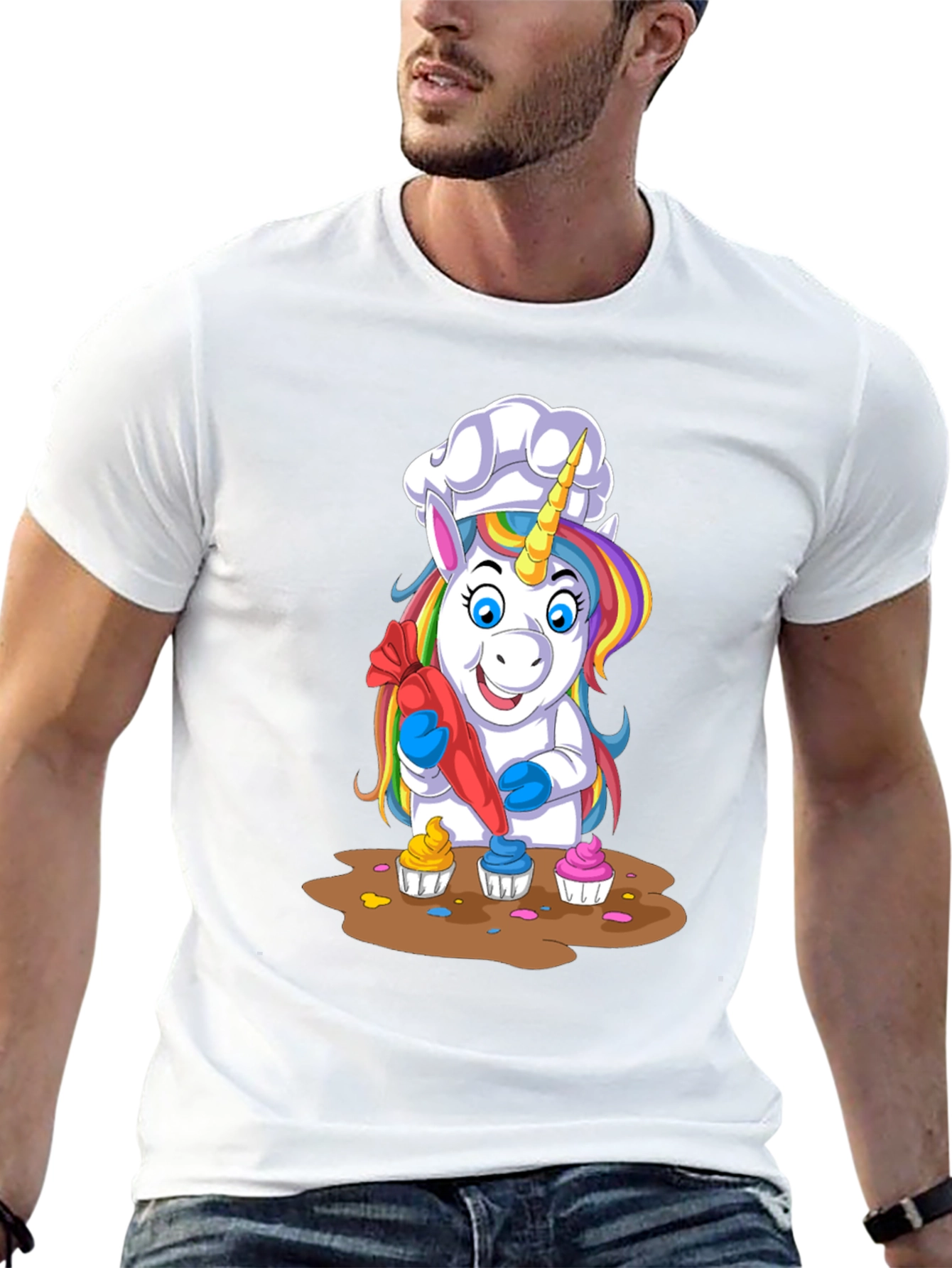 Black Unicorn Chef Cupcake T-Shirt view 13