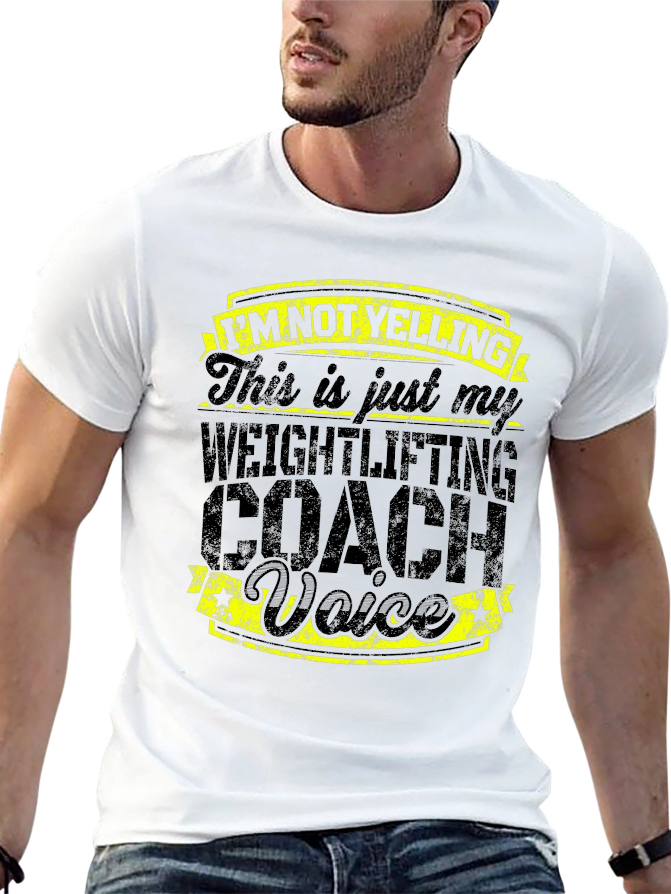 Black Weightlifting Coach Voice T-Shirt view 13