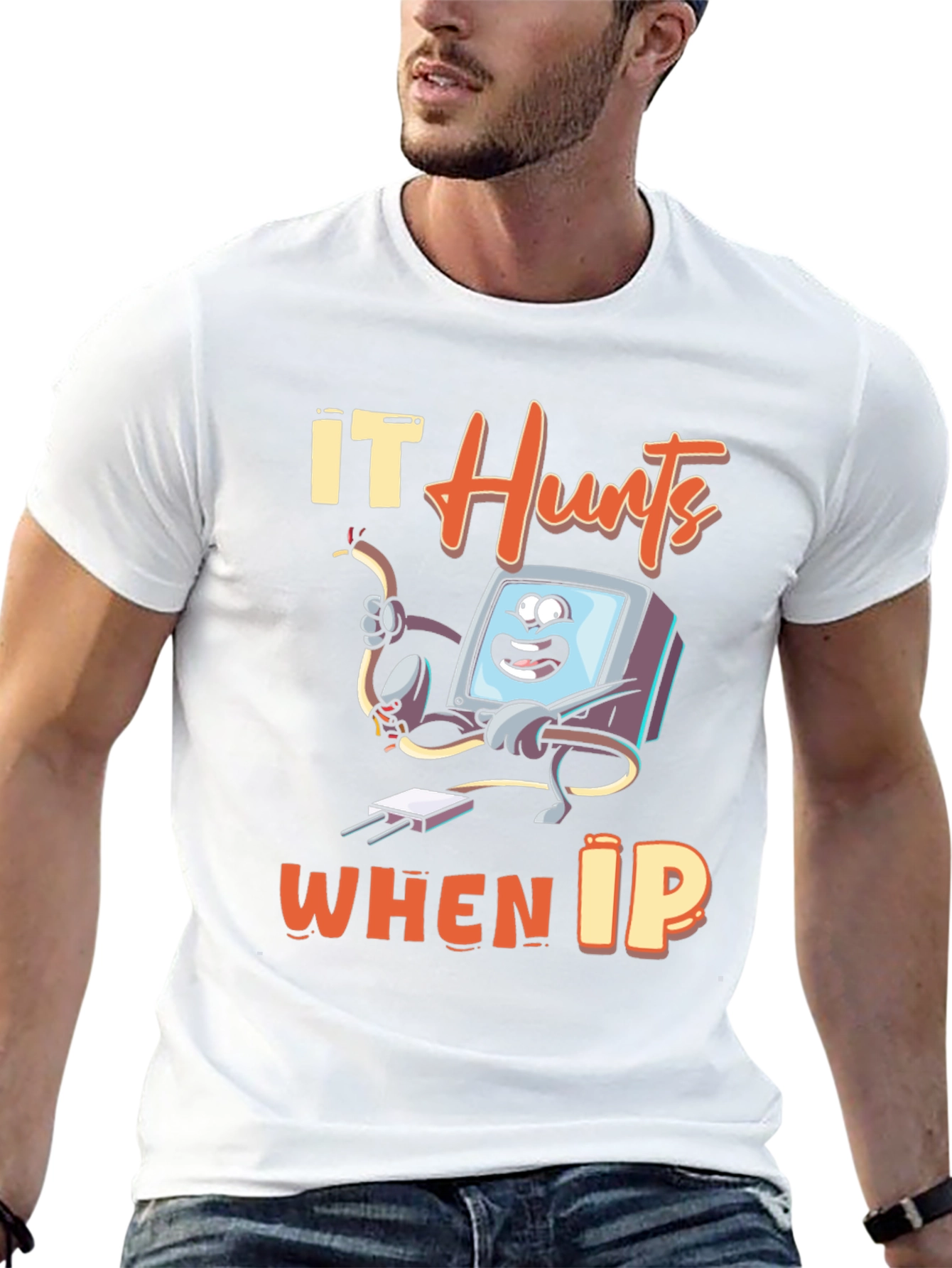 Black IT Hurts When IP Funny T-Shirt view 13