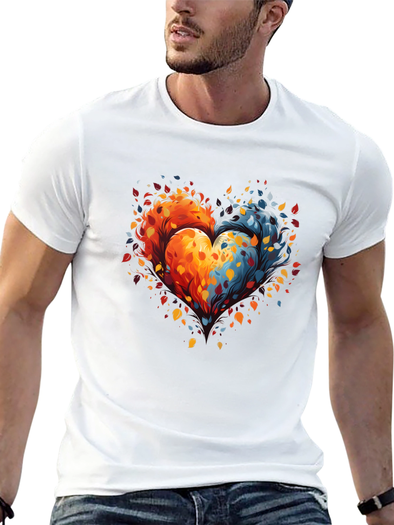 Black Nature Heart Graphic Tee - Trendy Unisex T-Shirt view 13