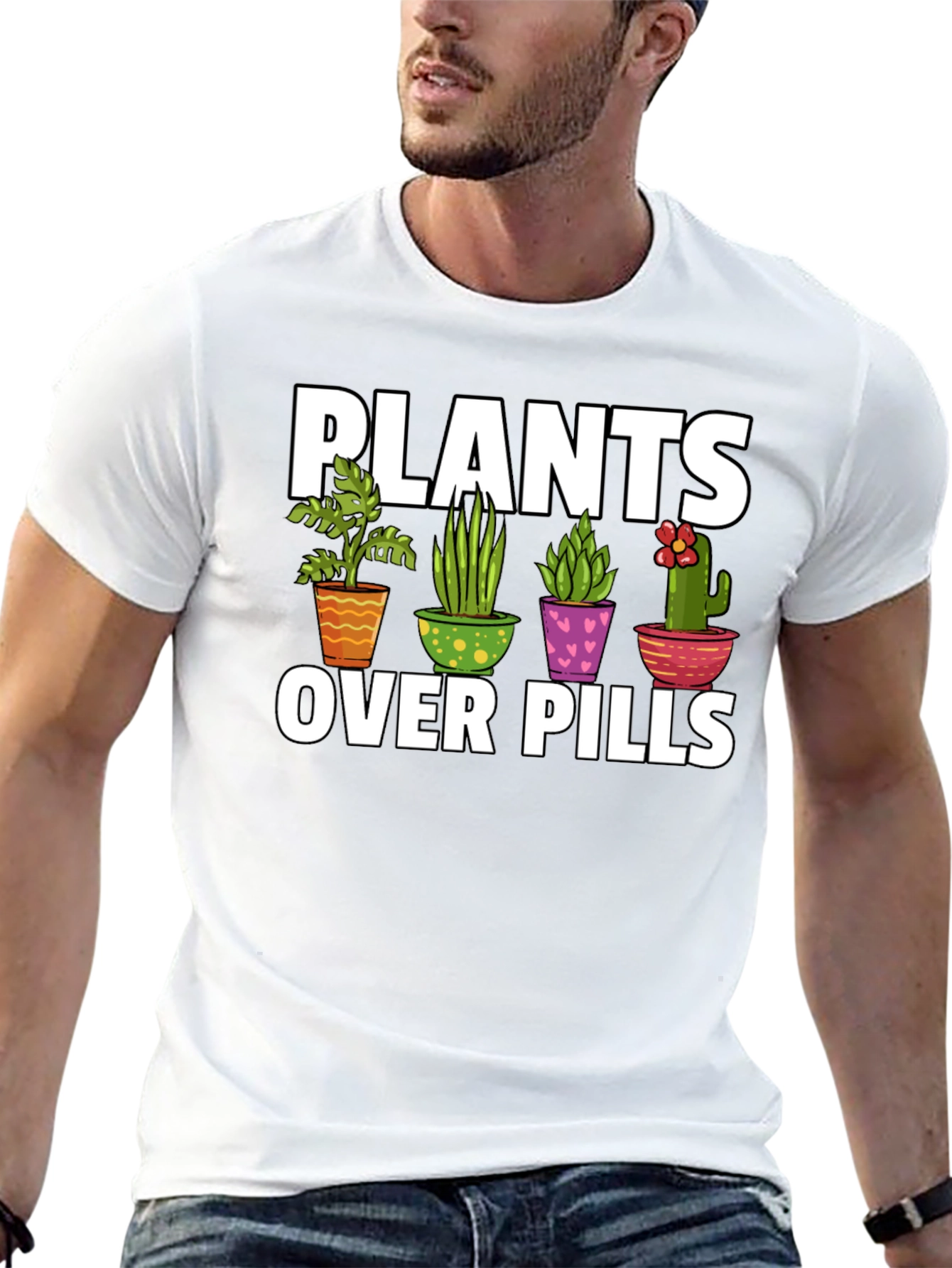 Black Plants Over Pills Graphic T-Shirt view 13