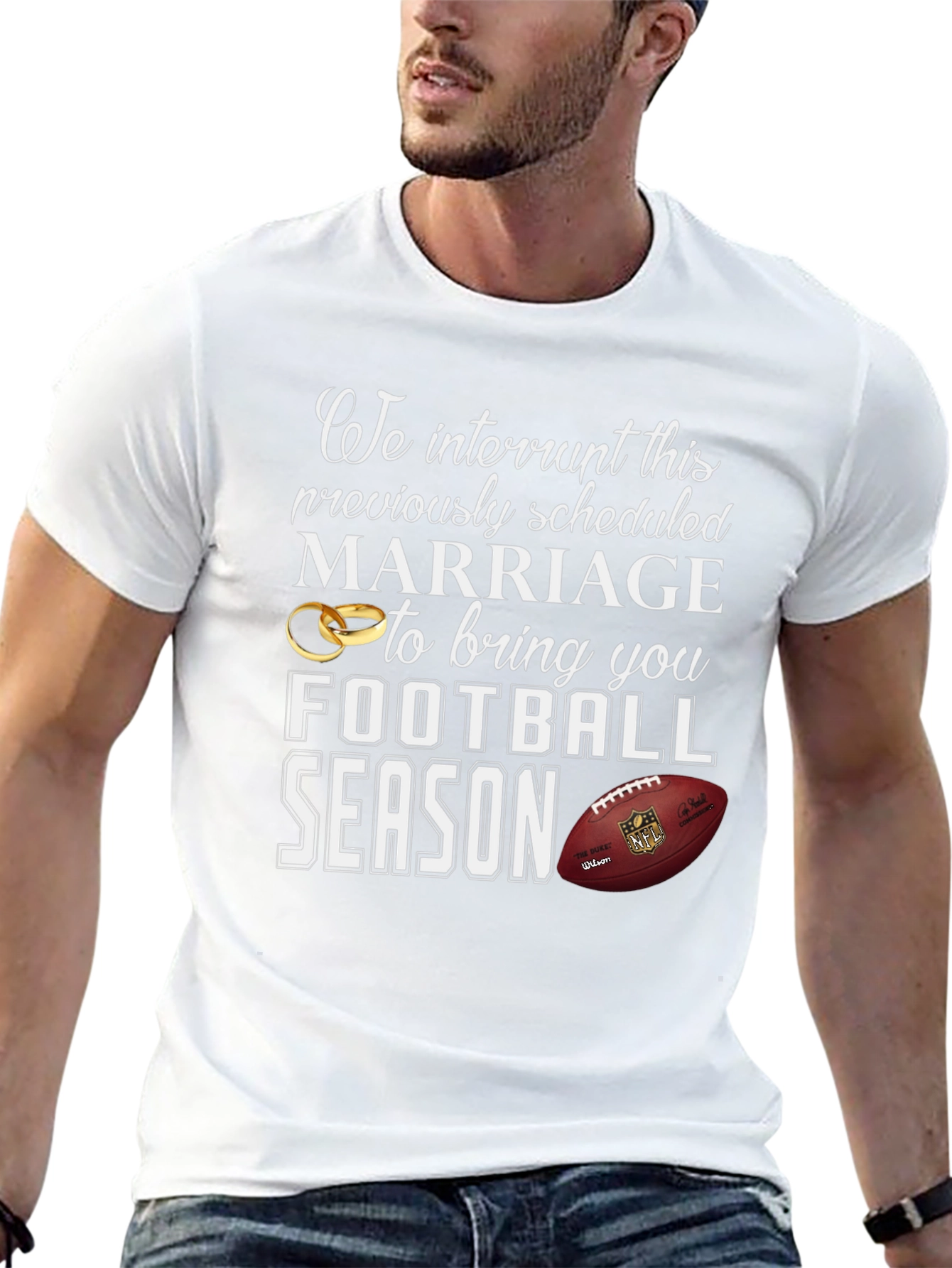 Black Funny Football Season Marriage T-Shirt view 13