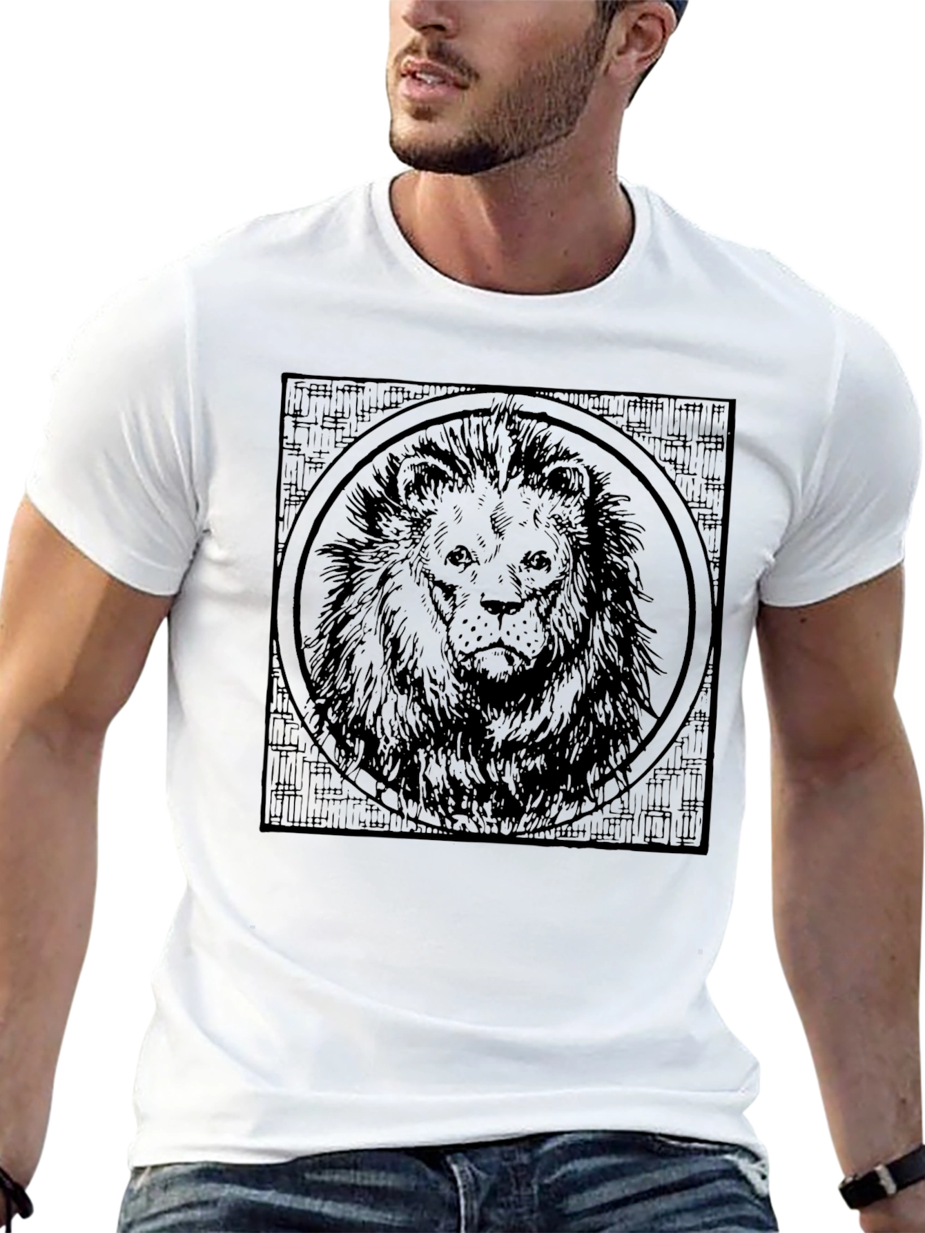 Black Lion Graphic Print Men's Black T-Shirt view 13