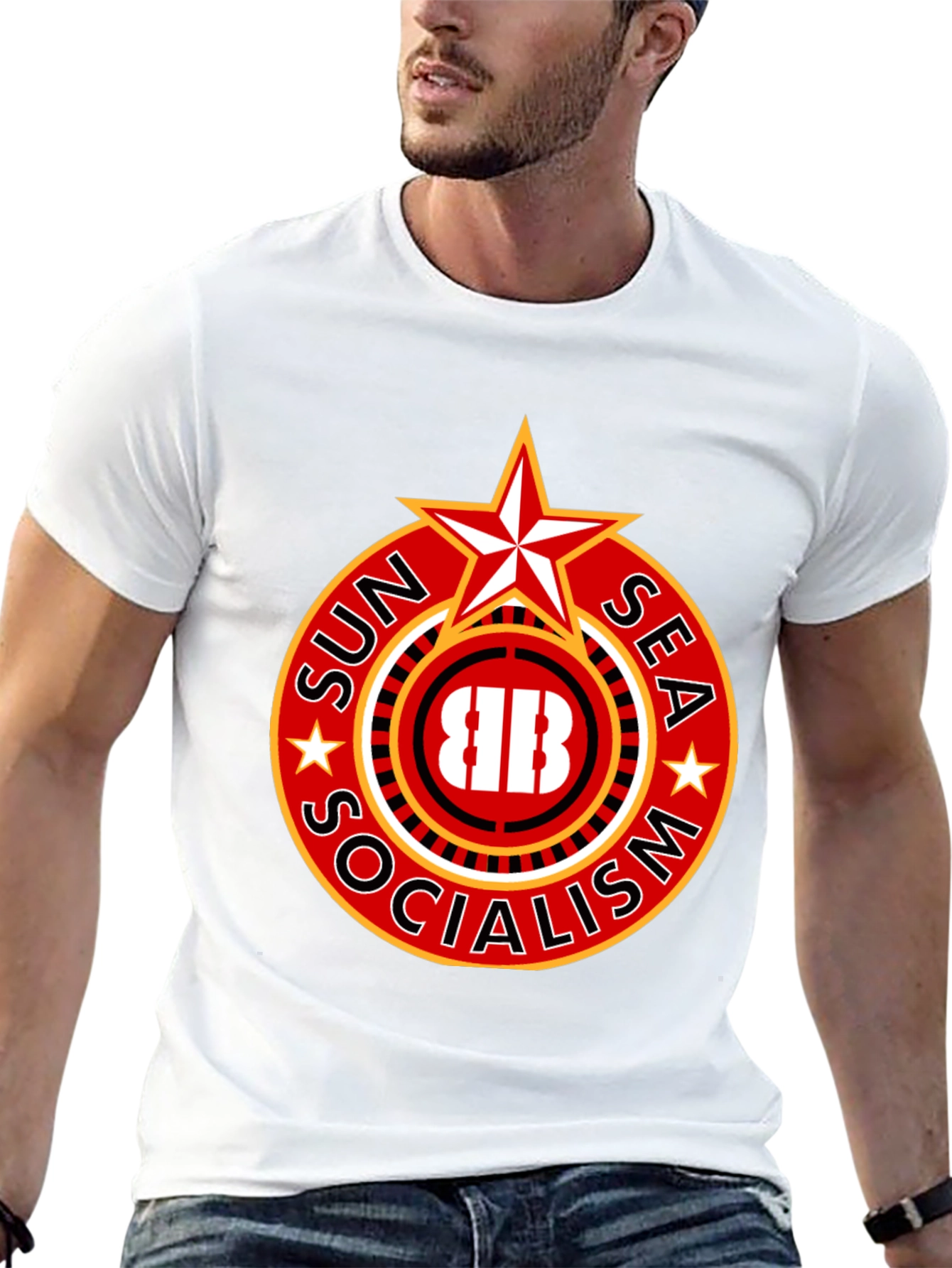 Black Sun Sea Socialism T-Shirt - Bold Graphic Tee view 13