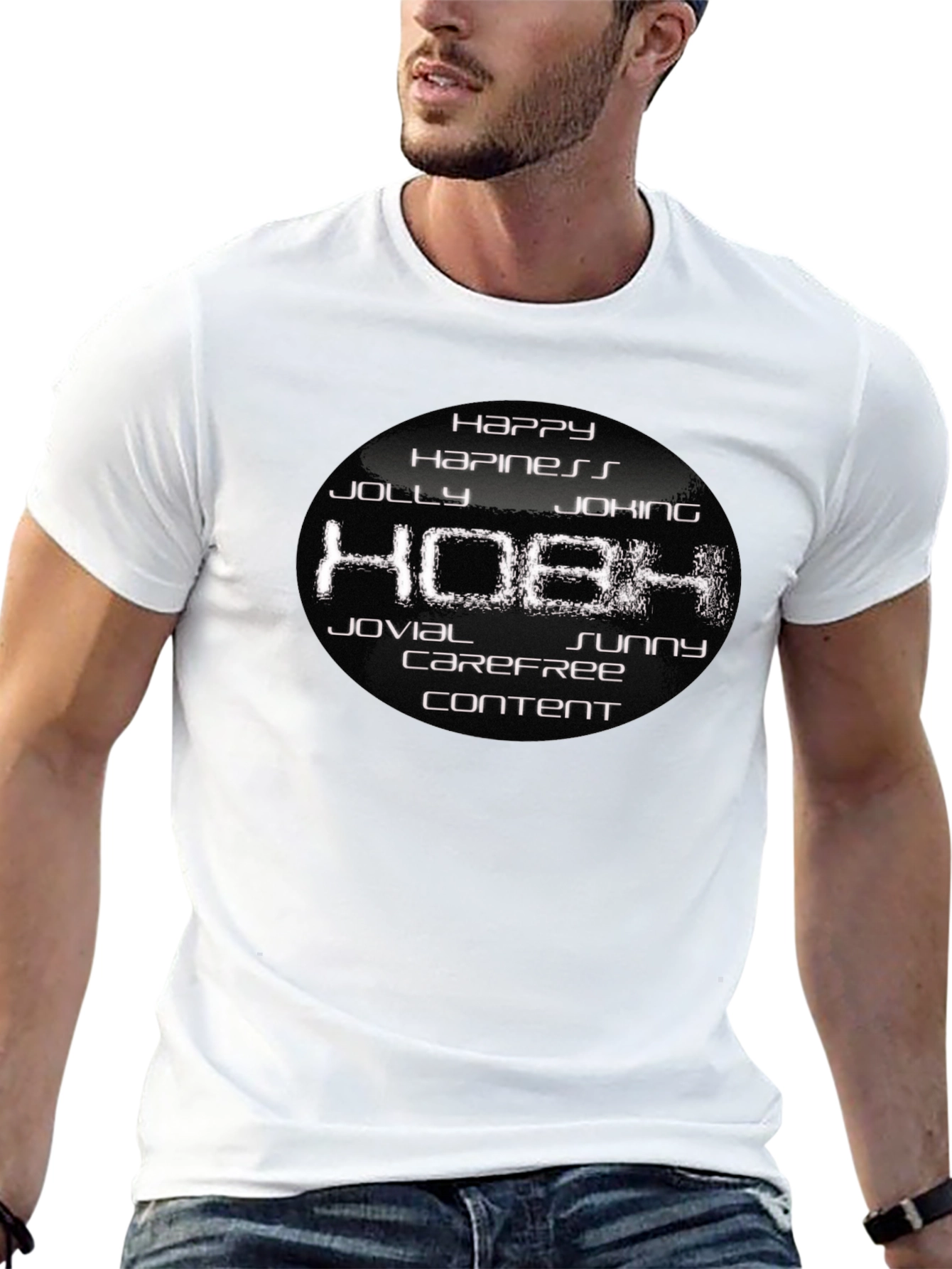 Black Happy Hobh Graphic T-Shirt - Soft Cotton Blend view 13