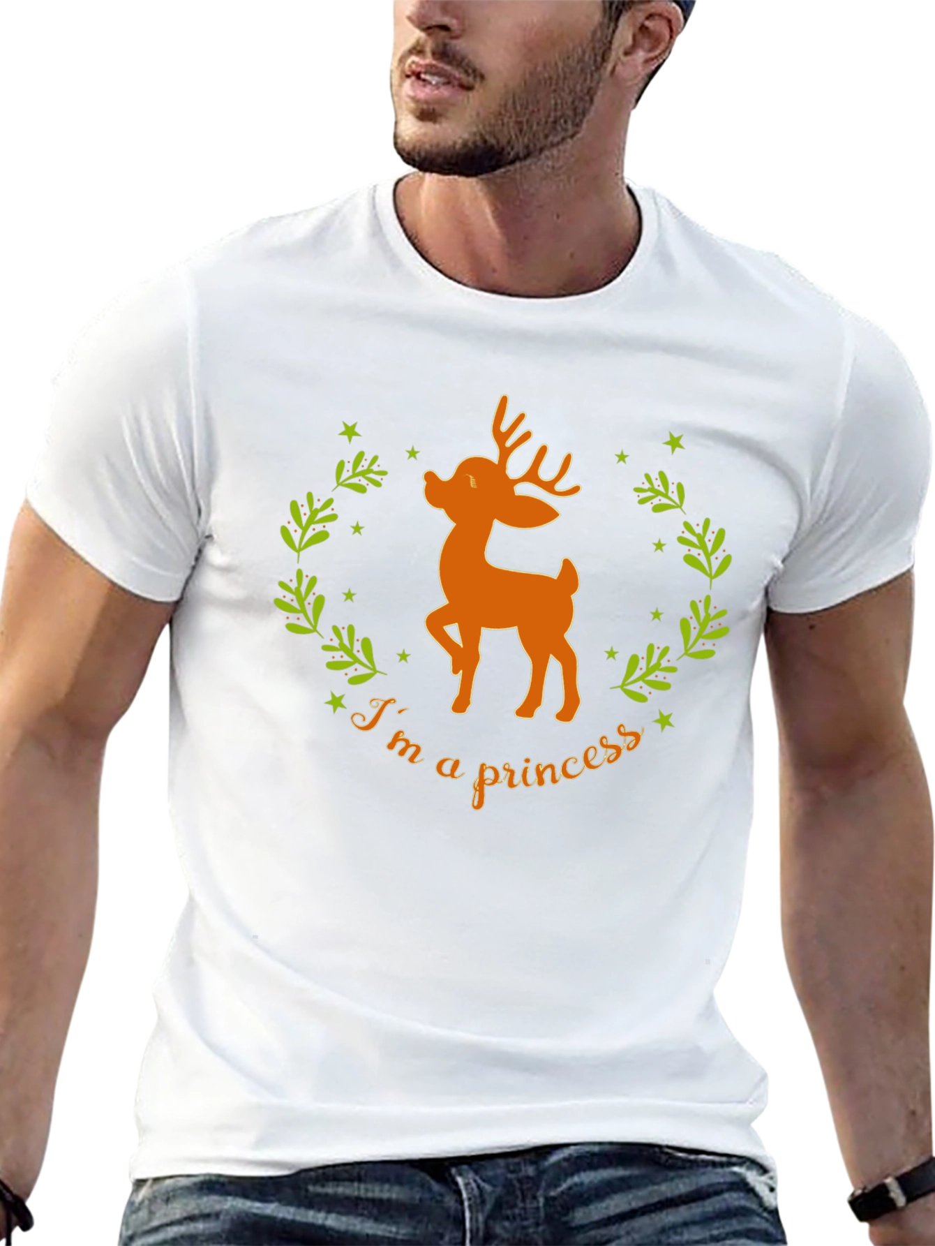 Black Deer Princess Graphic Tee - Black Cotton T-Shirt view 13