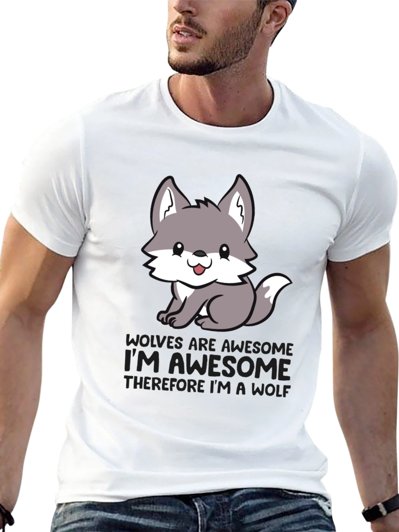 Black Awesome Wolf T-Shirt - Cute Animal Graphic Tee view 13