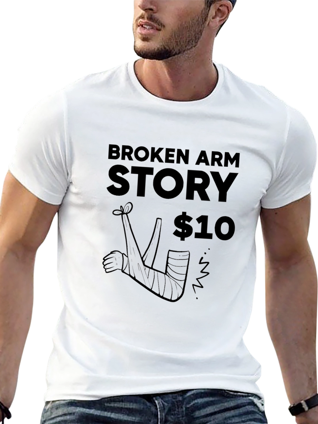 Black Broken Arm Story Graphic Novelty T-Shirt view 13