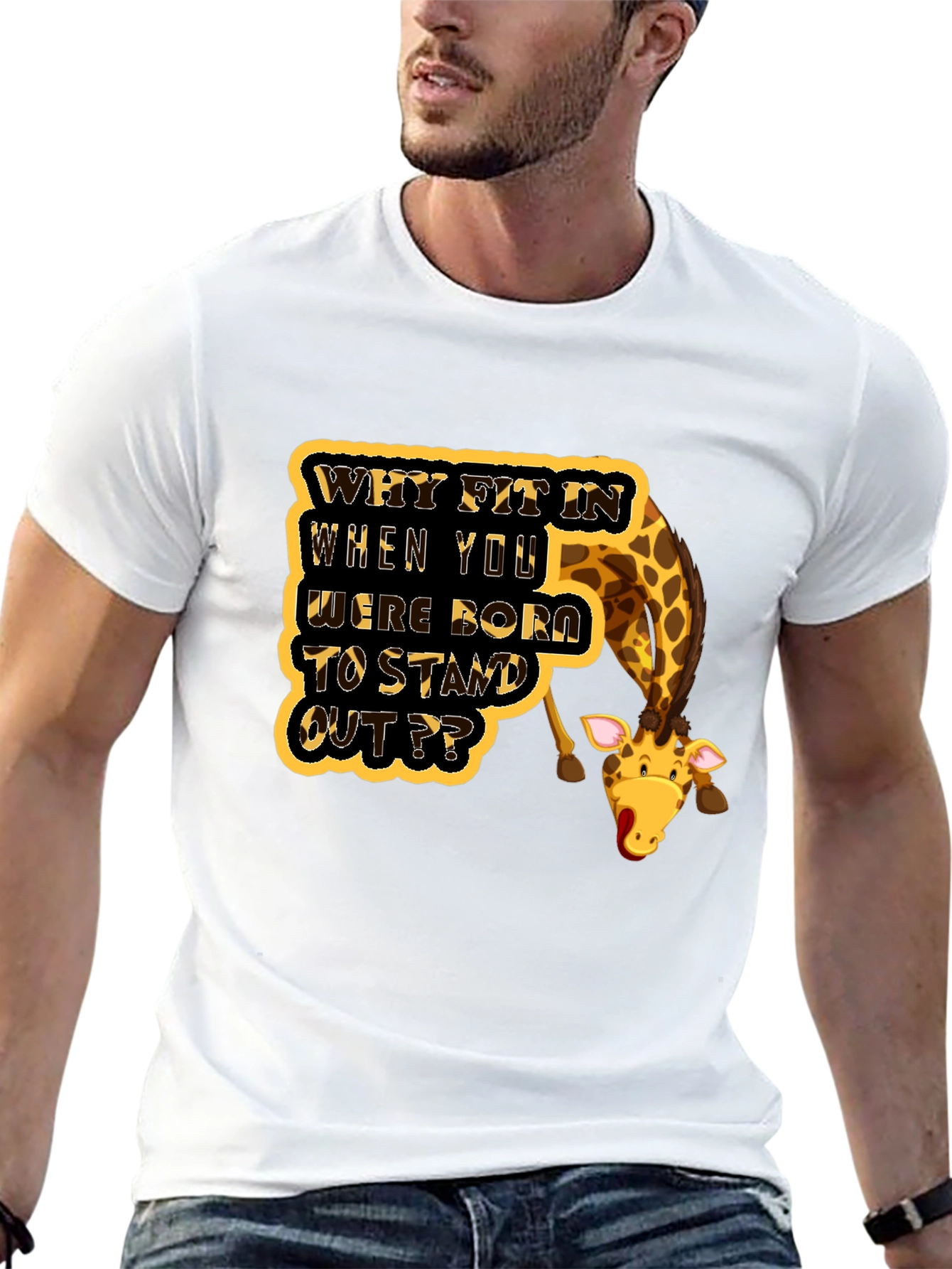 Black Stand Out Giraffe T-Shirt view 13