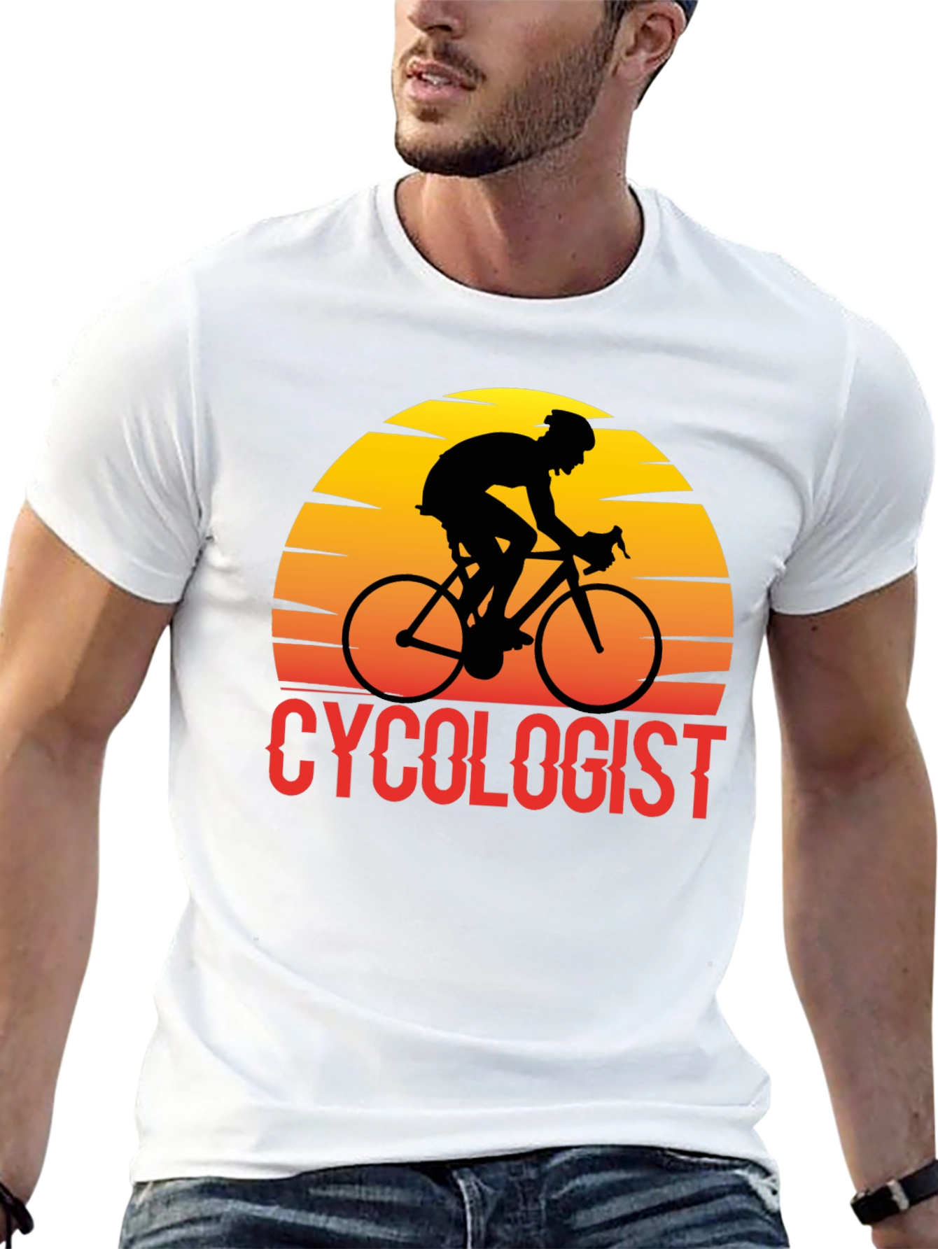 Black Cyclologist T-Shirt - Retro Cyclist Design view 13