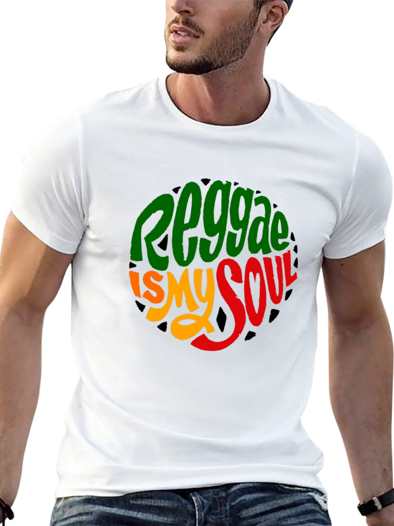 Black Reggae Is My Soul T-Shirt - Rasta Colors view 13