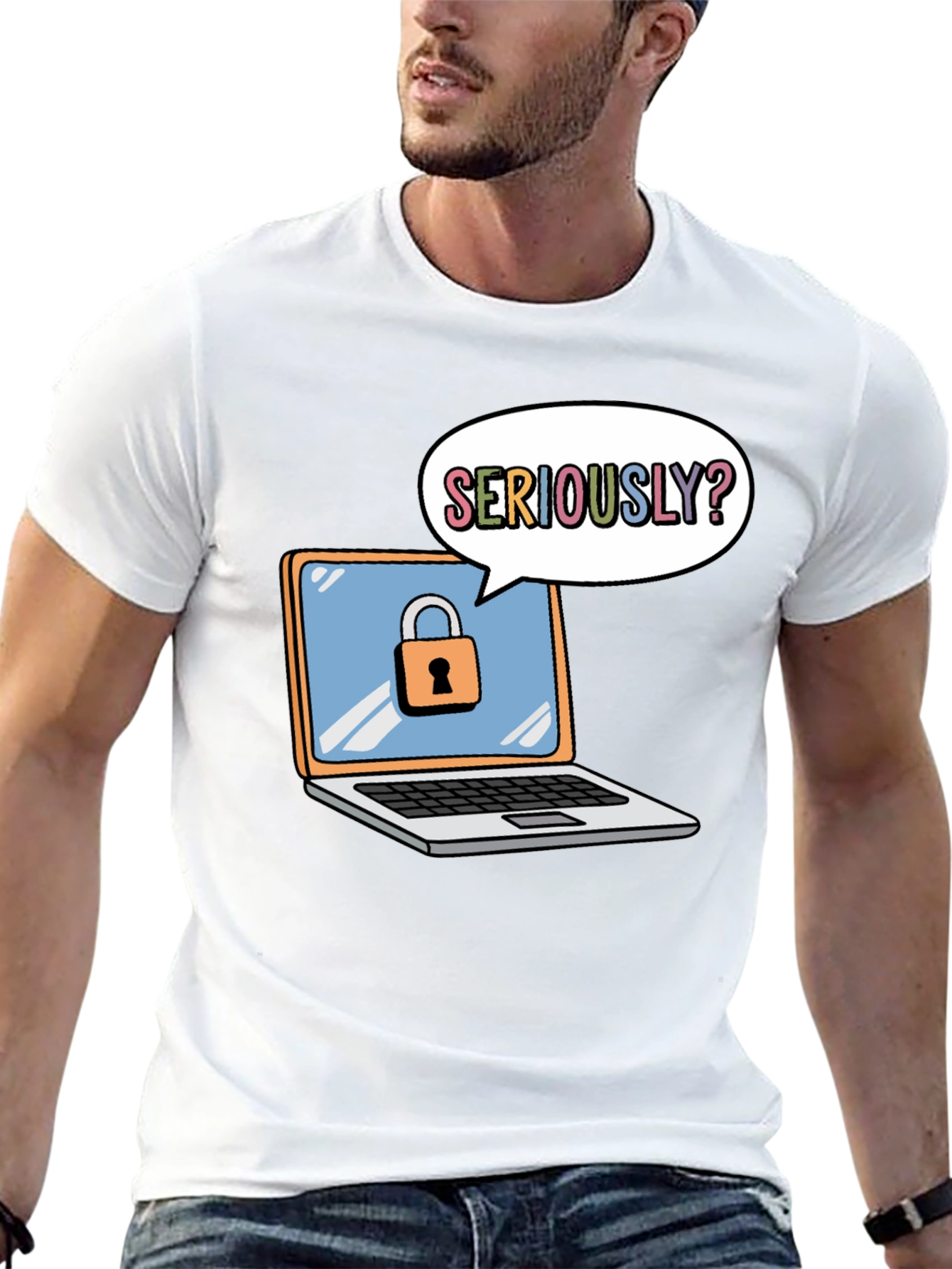 Black Funny Security Laptop T-Shirt view 13