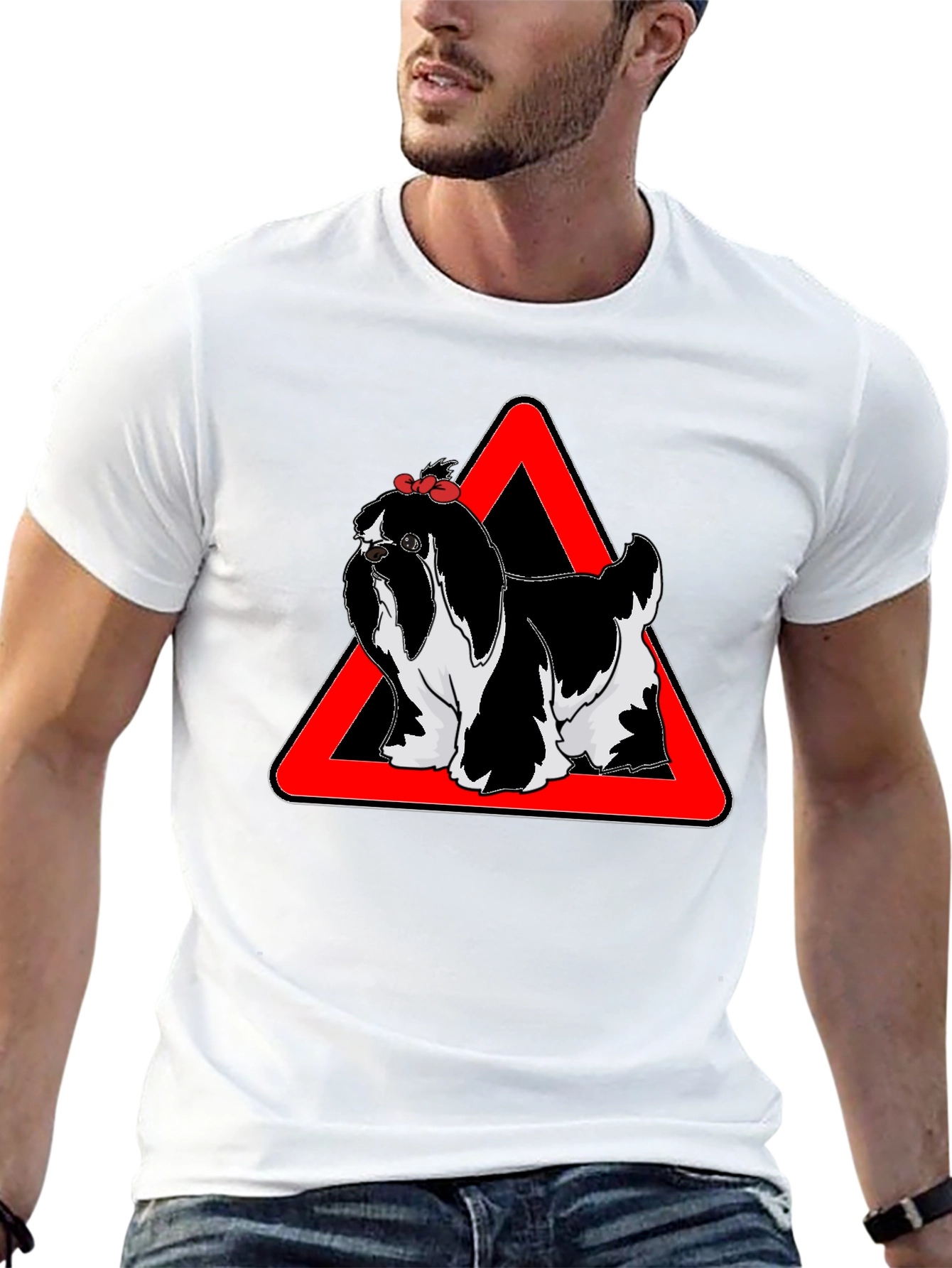 Black Dog Warning T-Shirt, Graphic Tee, Novelty Shirt view 13