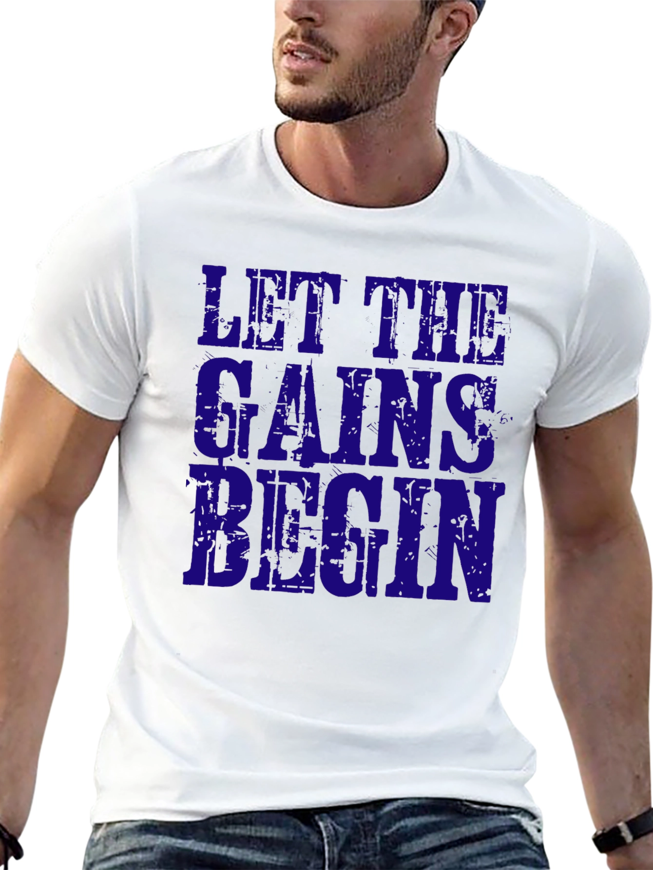Black Let the Gains Begin Black Graphic Tee view 13