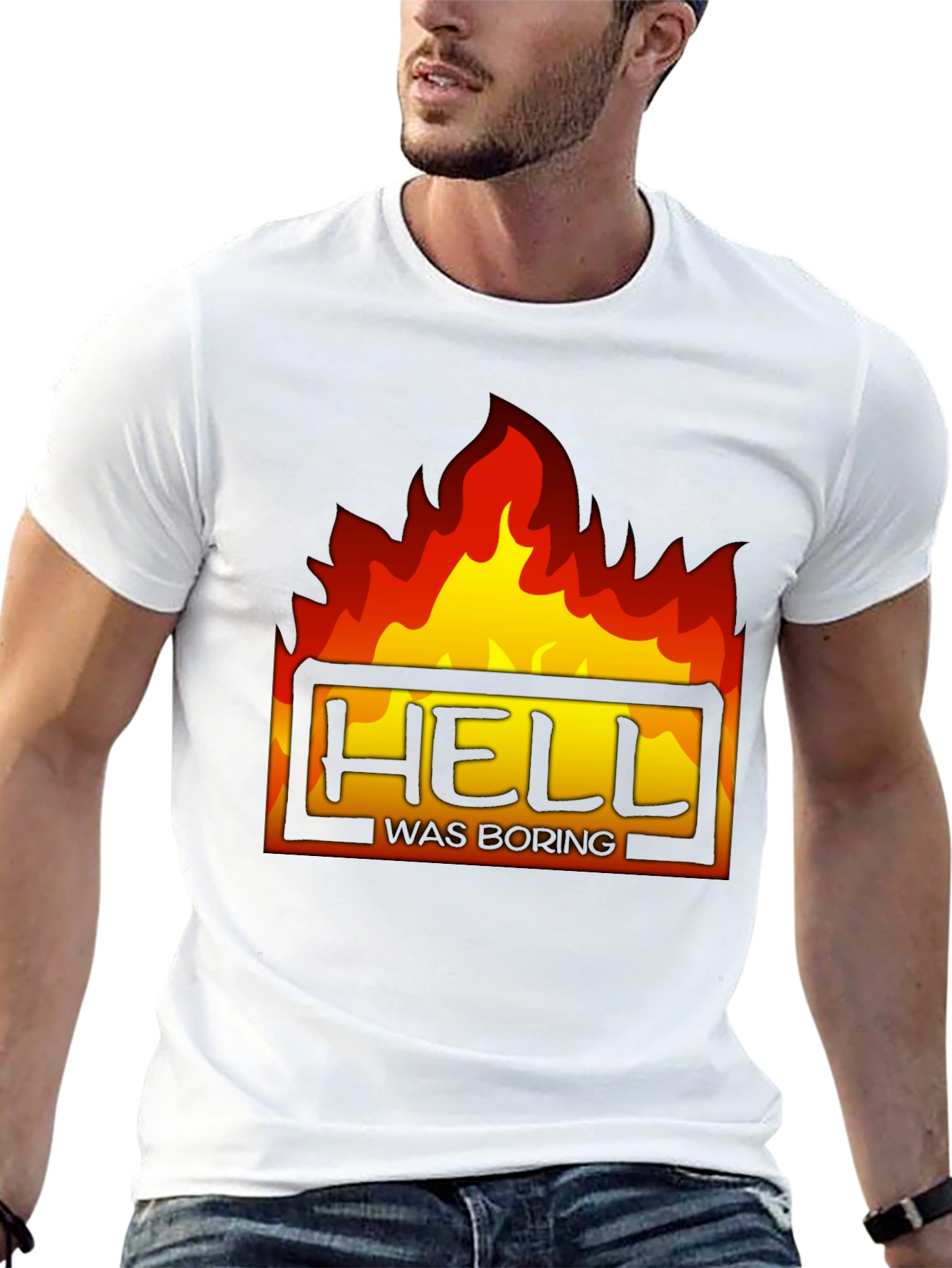 Black Hell Was Boring Graphic Tee - Black T-Shirt view 13