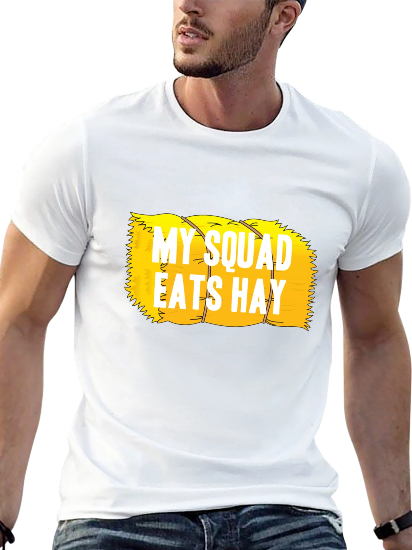 Black My Squad Eats Hay Funny T-Shirt view 13
