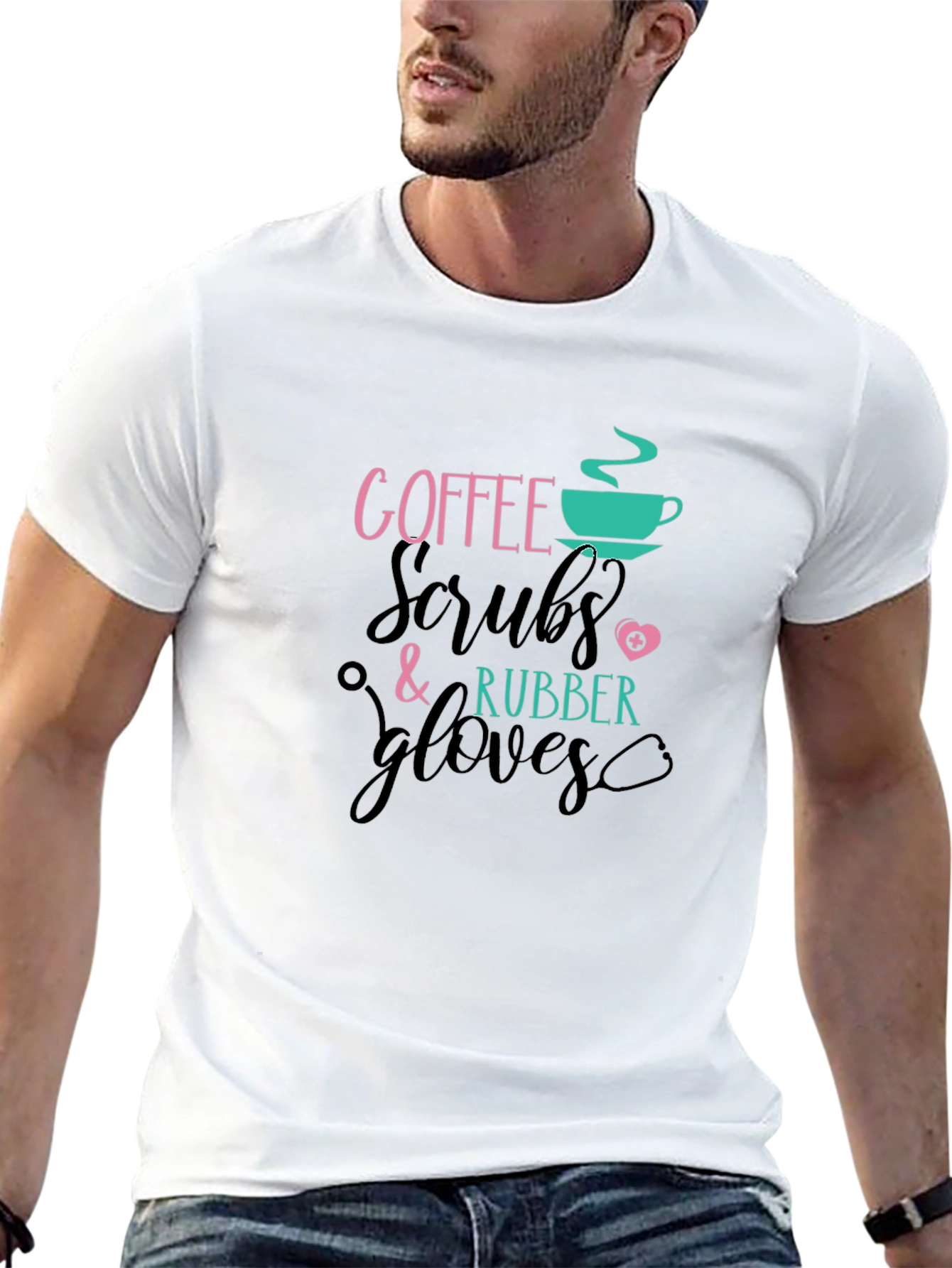 Black Coffee Scrubs Rubber Gloves T-Shirt view 13