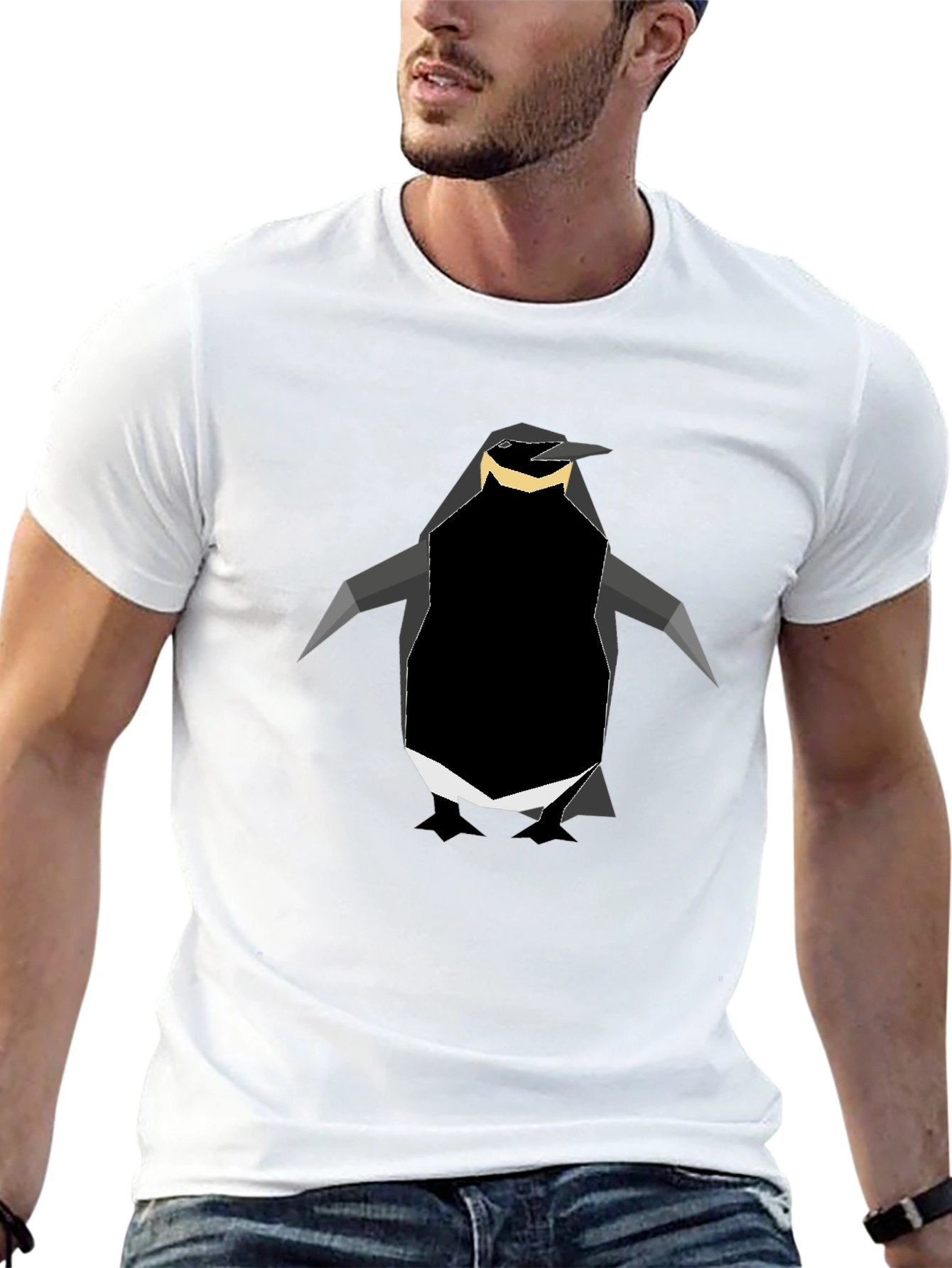 Black Geometric Penguin Graphic Tee - Black view 13