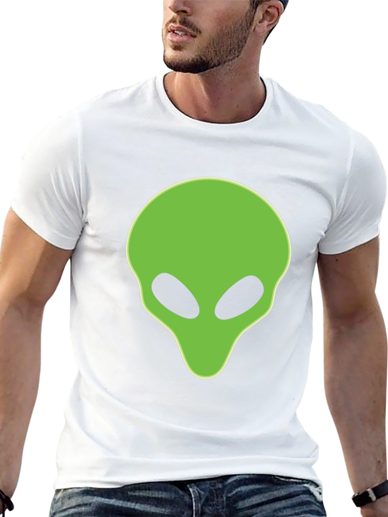 Alien Head Graphic Tee - Black Cotton T-Shirt - 13
