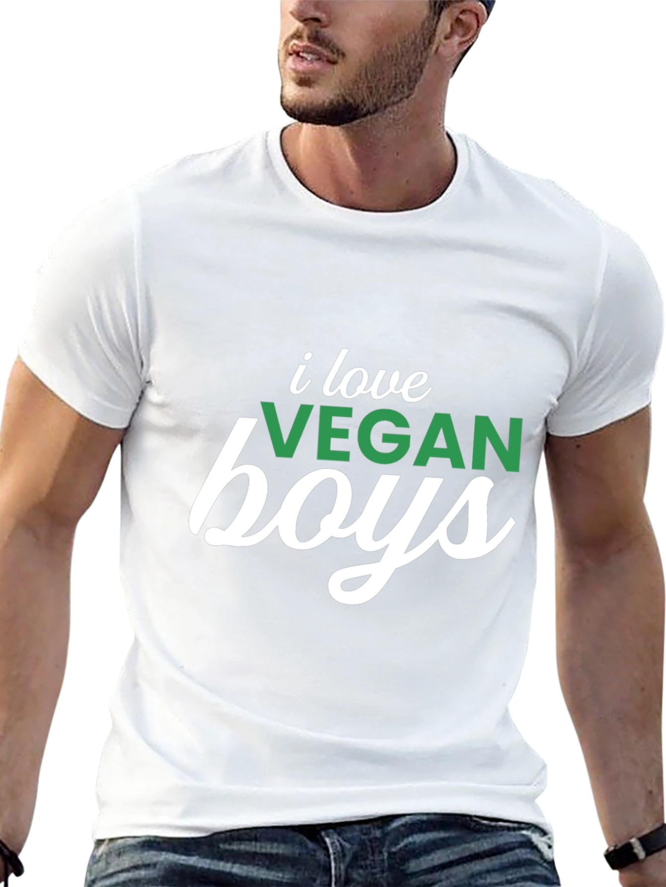 Black I Love Vegan Boys Graphic Tee - Unisex view 13