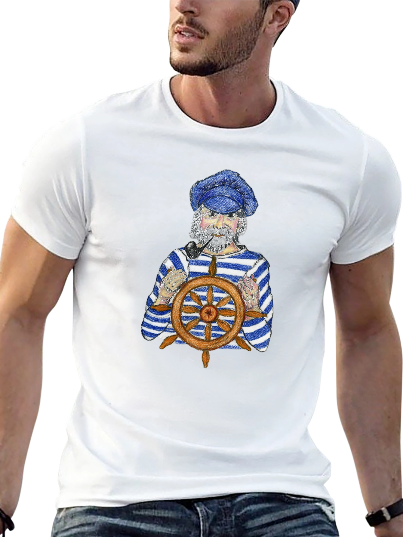 Black Nautical Captain Graphic T-Shirt view 13