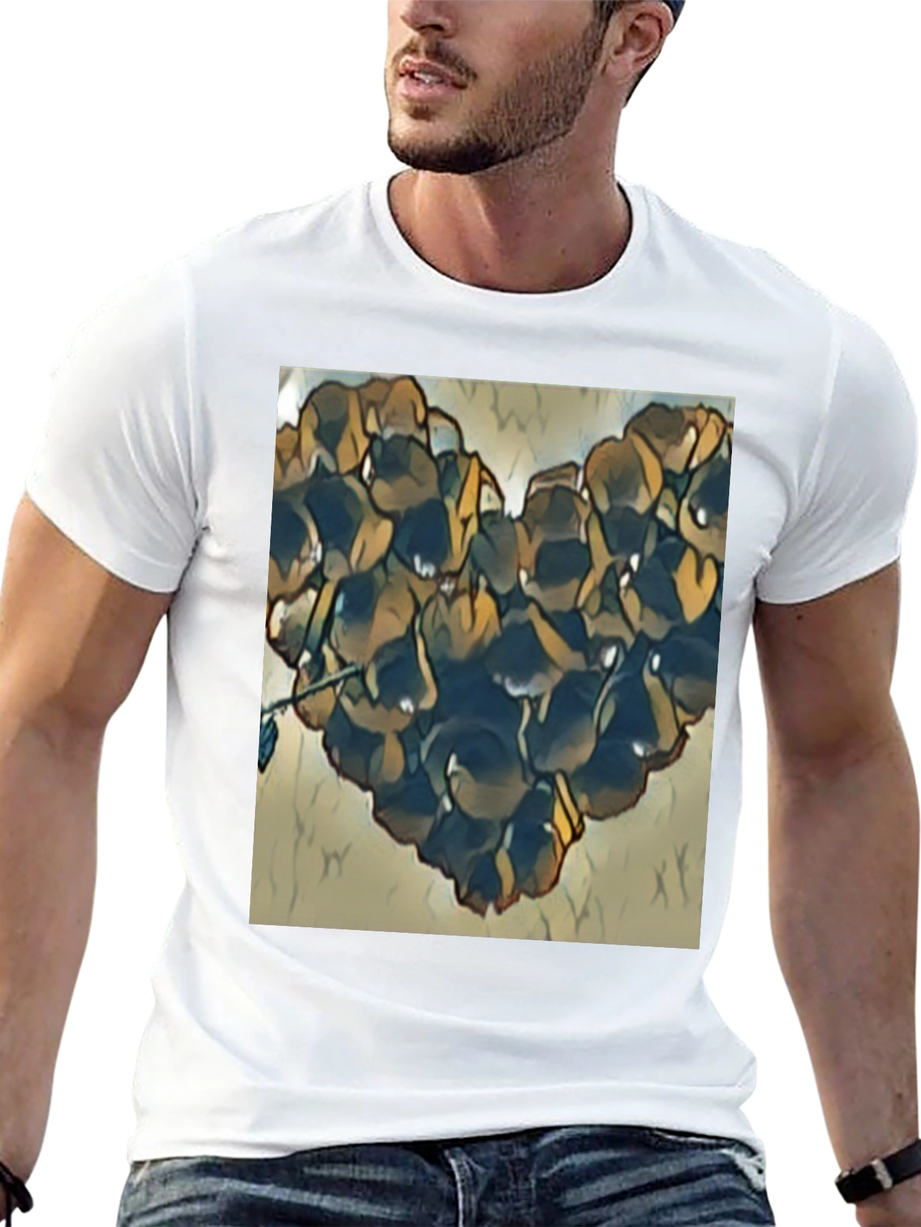 Black Floral Heart Graphic T-Shirt - Black view 13