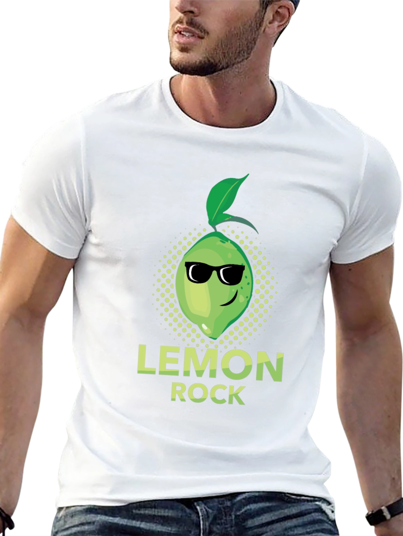 Black Lemon Rock Graphic Tee - Cool Fruit Design T-Shirt view 13