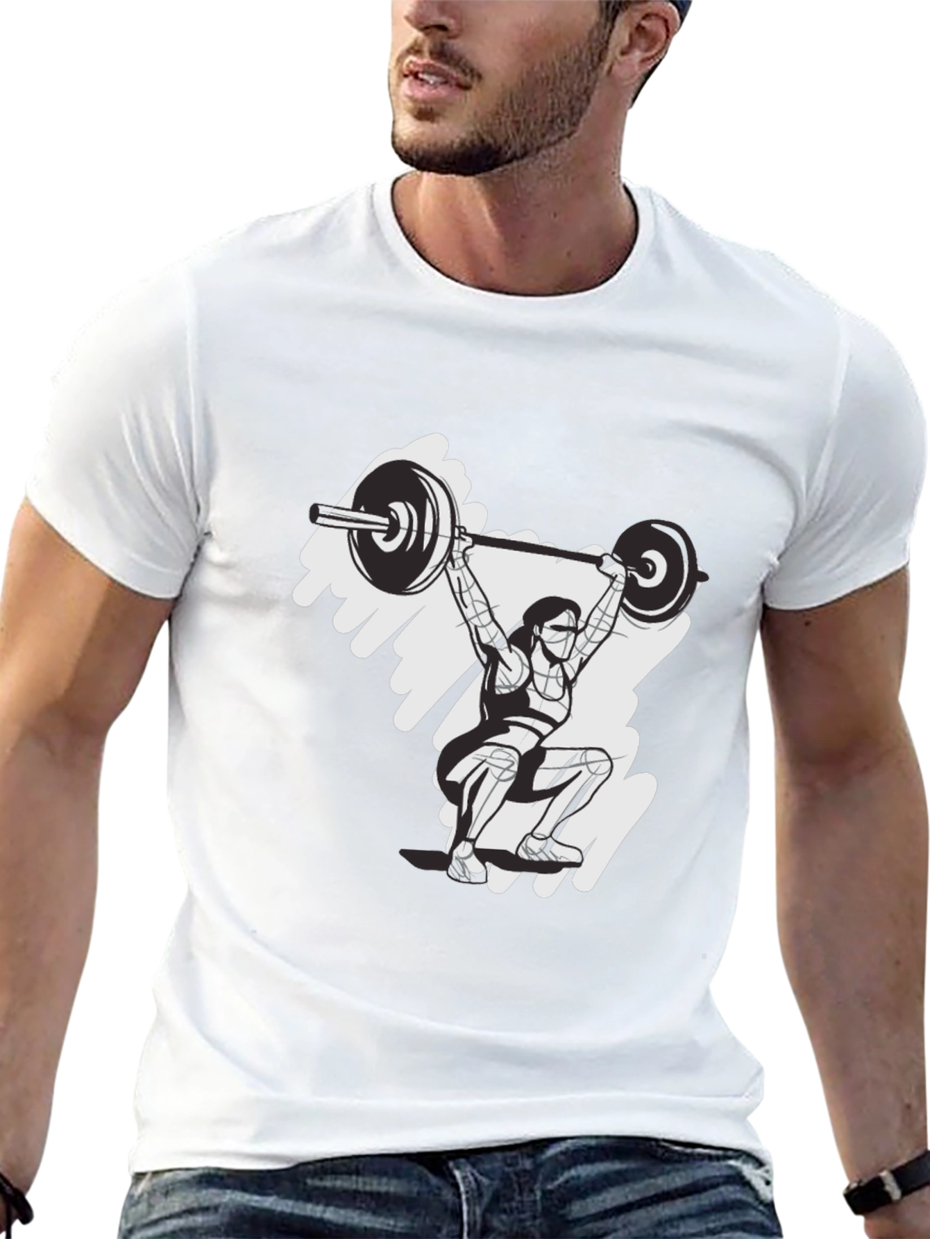 Black Weightlifting Woman Graphic T-Shirt - Black view 13