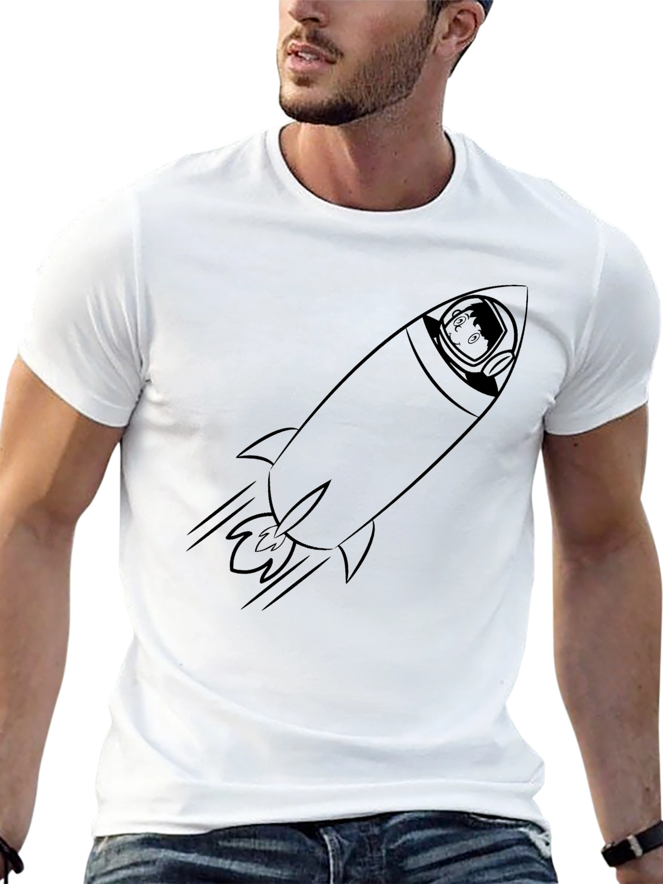 Black Rocket Man Tee - Blast Off in Style! view 13