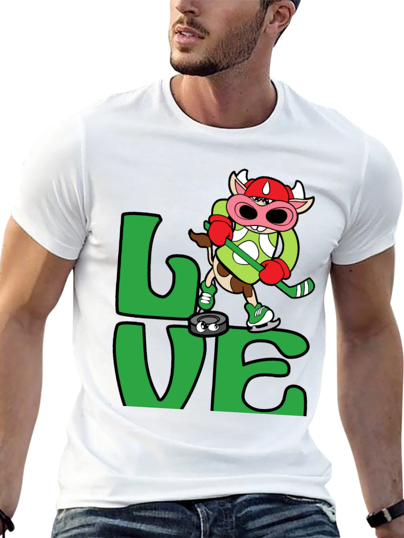 Black Love Hockey Cow T-Shirt Black view 13