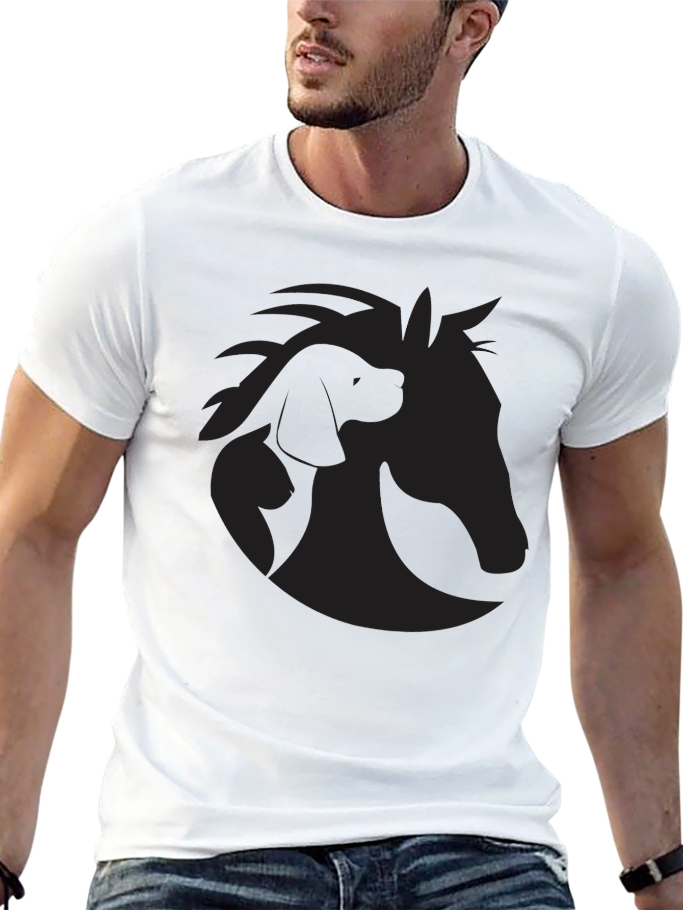 Black Equine & Canine Silhouette Graphic Tee view 13