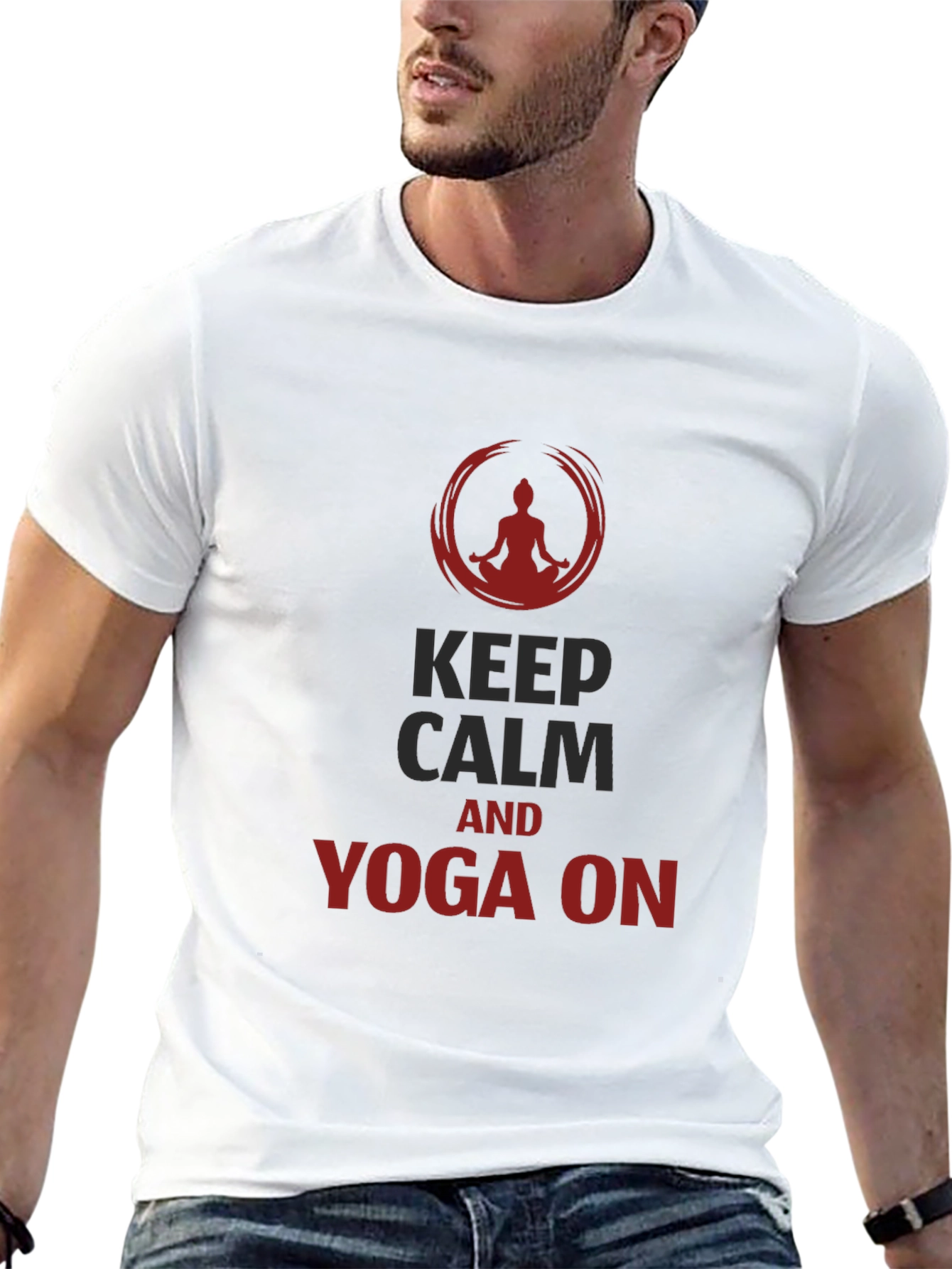 Black Keep Calm Yoga T-Shirt - Men's Black Tee view 13