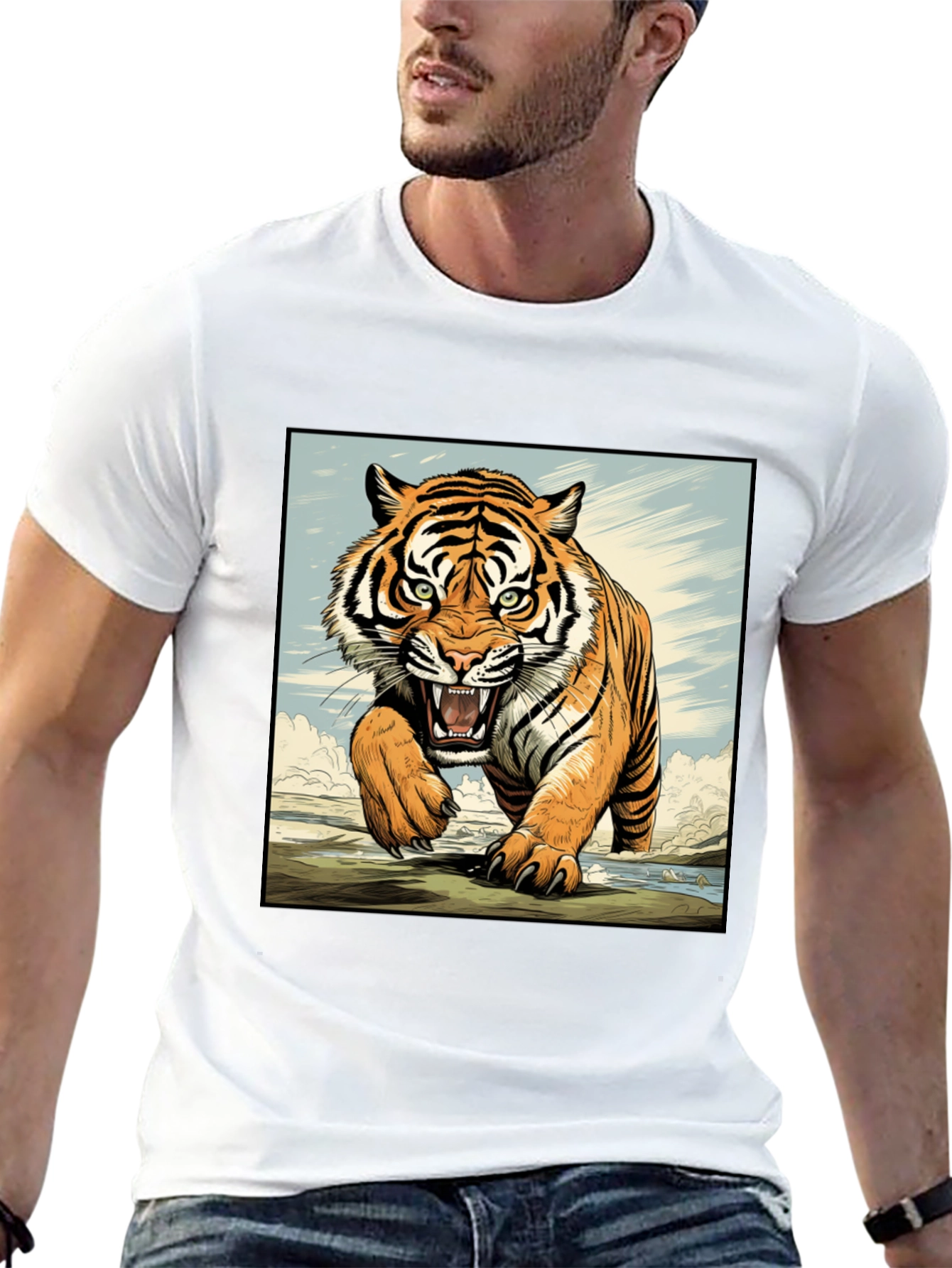 Black Tiger Graphic Black T-Shirt view 13