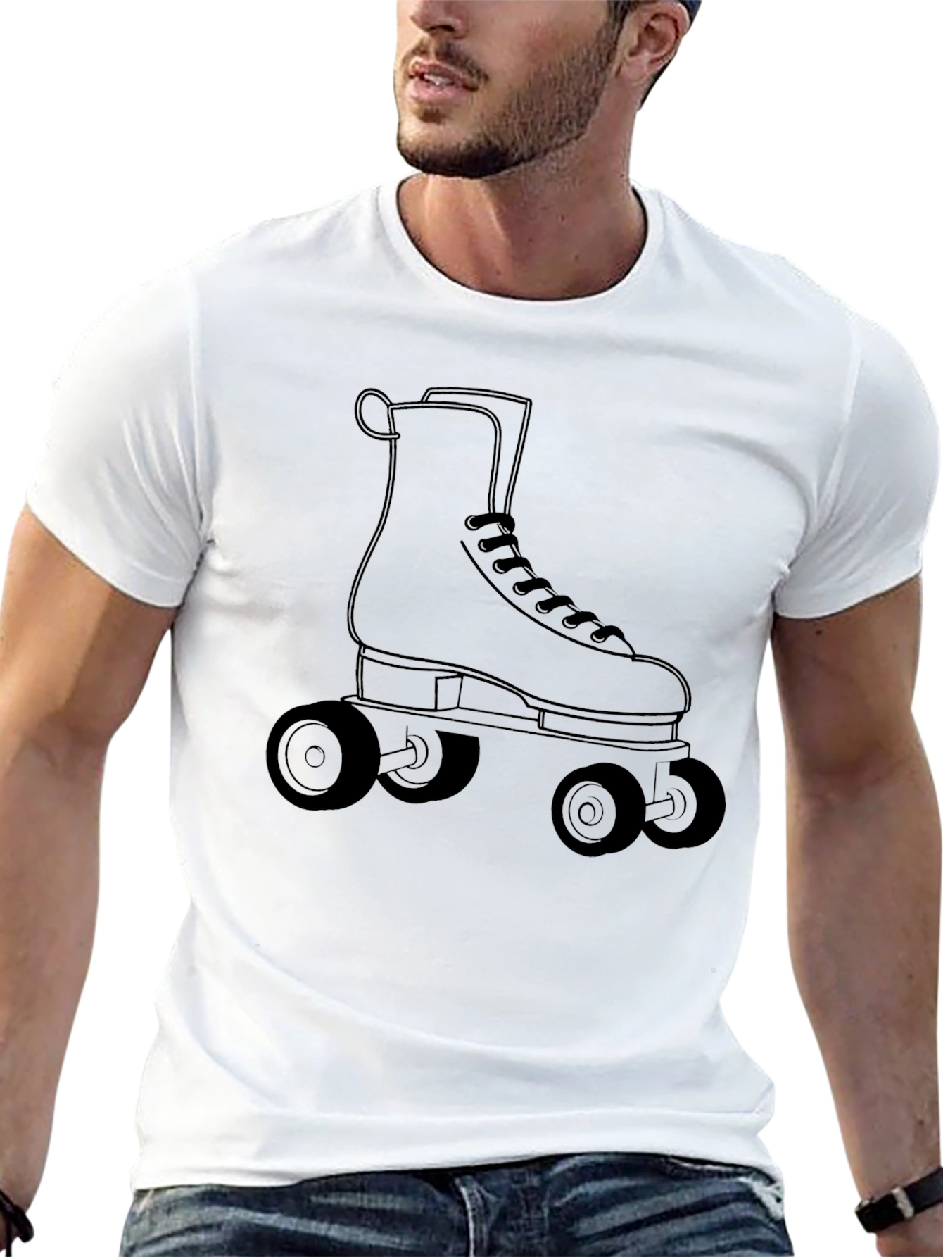 Black Retro Roller Skate T-Shirt - Black Graphic Tee view 13