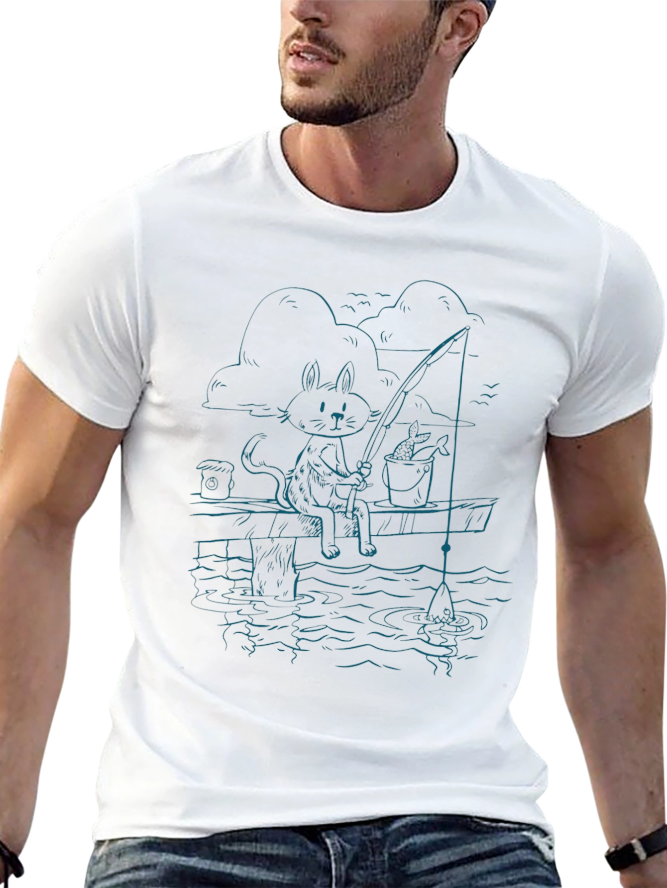 Black Cat Fishing T-Shirt - Relaxed Fit view 13
