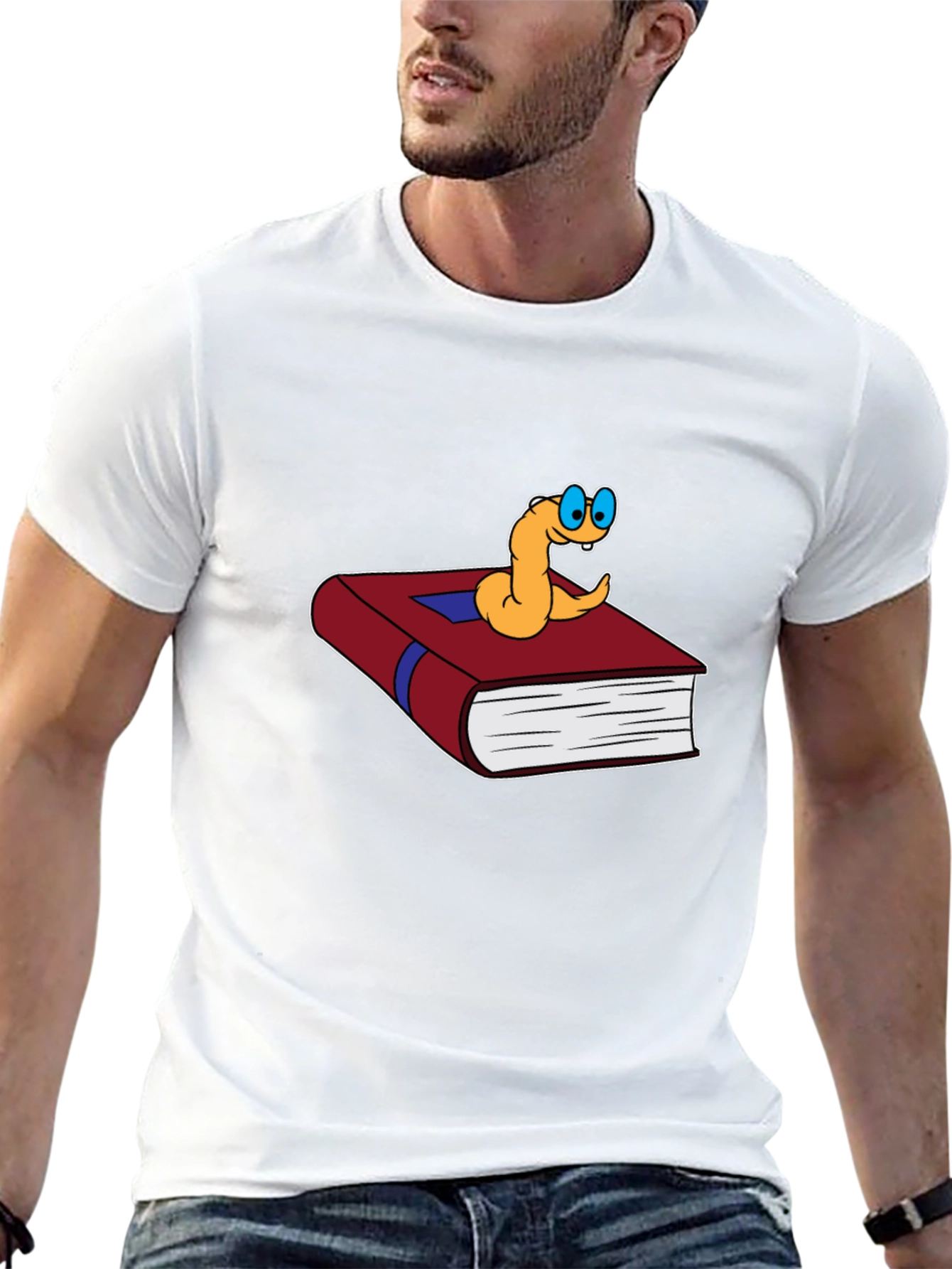 Black Bookworm Cartoon Graphic Tee - Black Cotton view 13