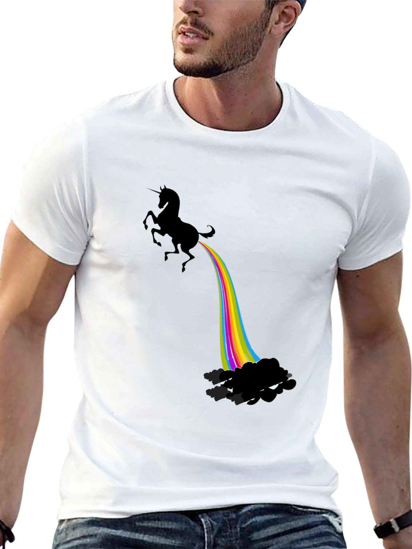 Black Unicorn Rainbow Funny Graphic T-Shirt view 13