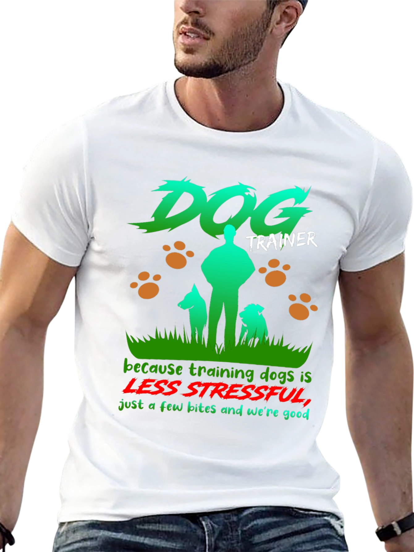 Black Dog Trainer T-Shirt - Less Stressful Funny Graphic Tee view 13