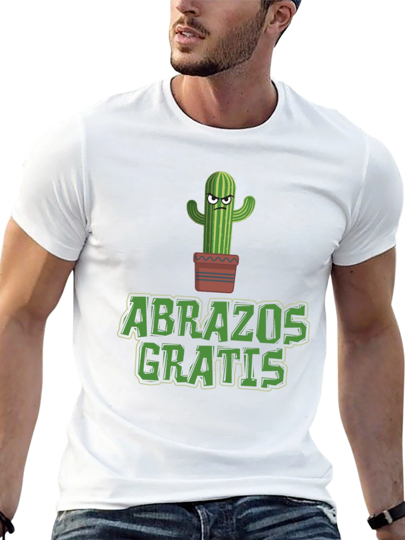 Black Funny Cactus 'Abrazos Gratis' Graphic T-Shirt view 13