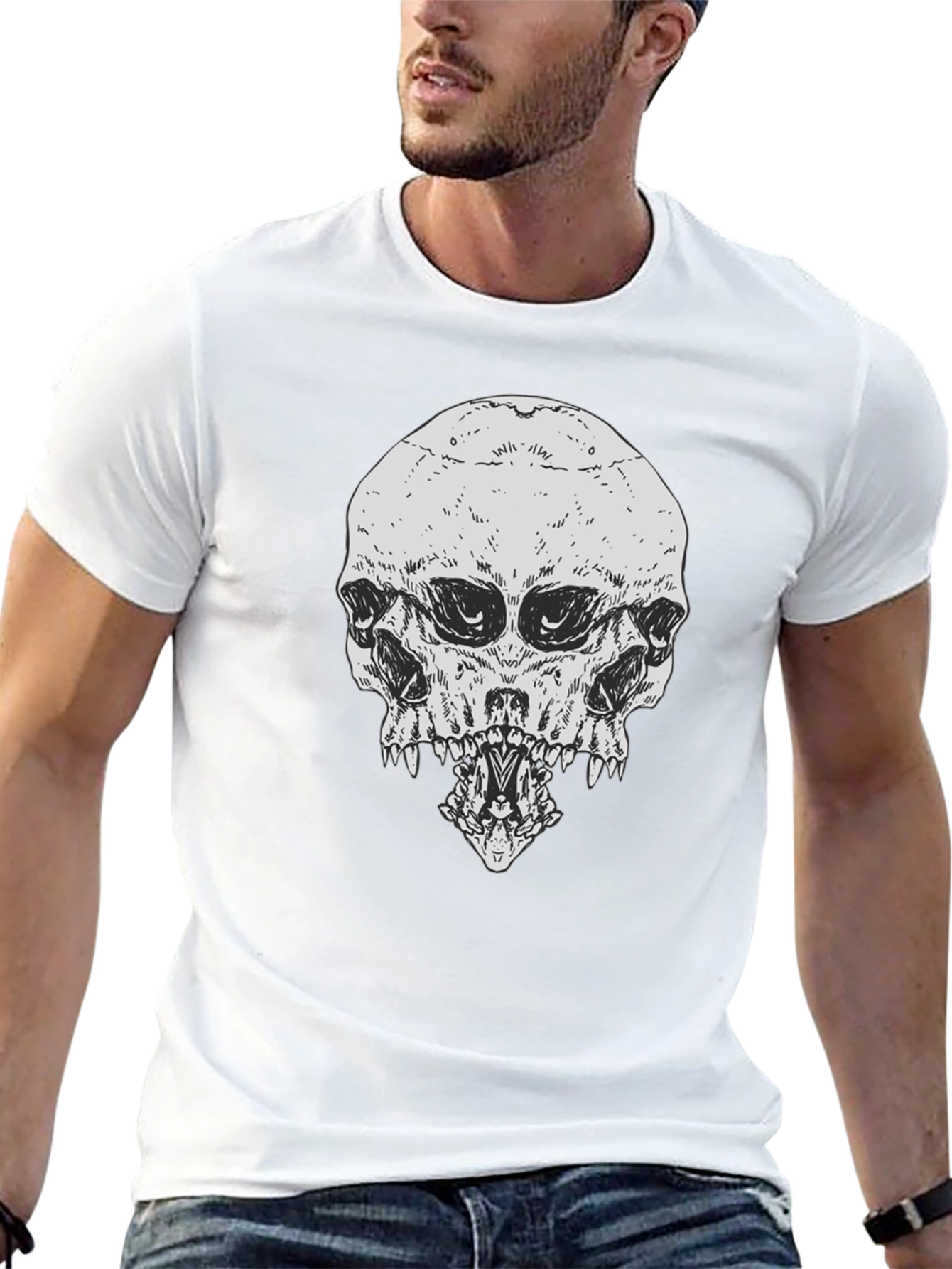 Black Skull Graphic Print T-Shirt view 13