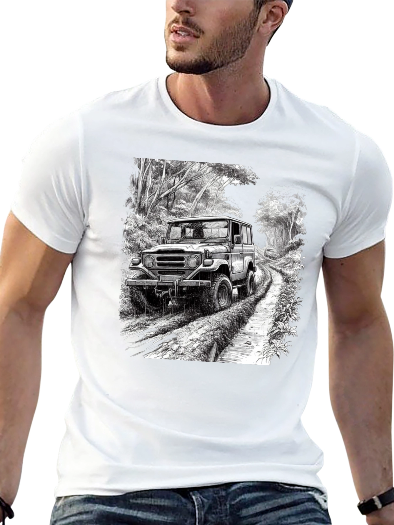 Black Off-Road Vehicle Graphic Tee - Black Cotton Blend view 13
