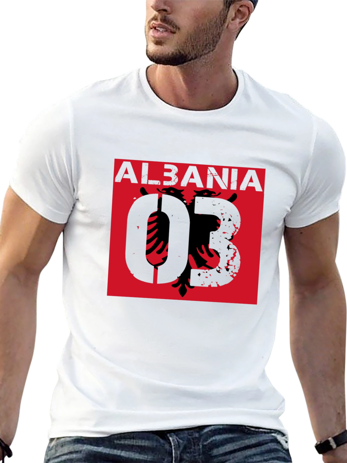 Black Albania Eagle Graphic T-Shirt - Black Short Sleeve Tee view 13